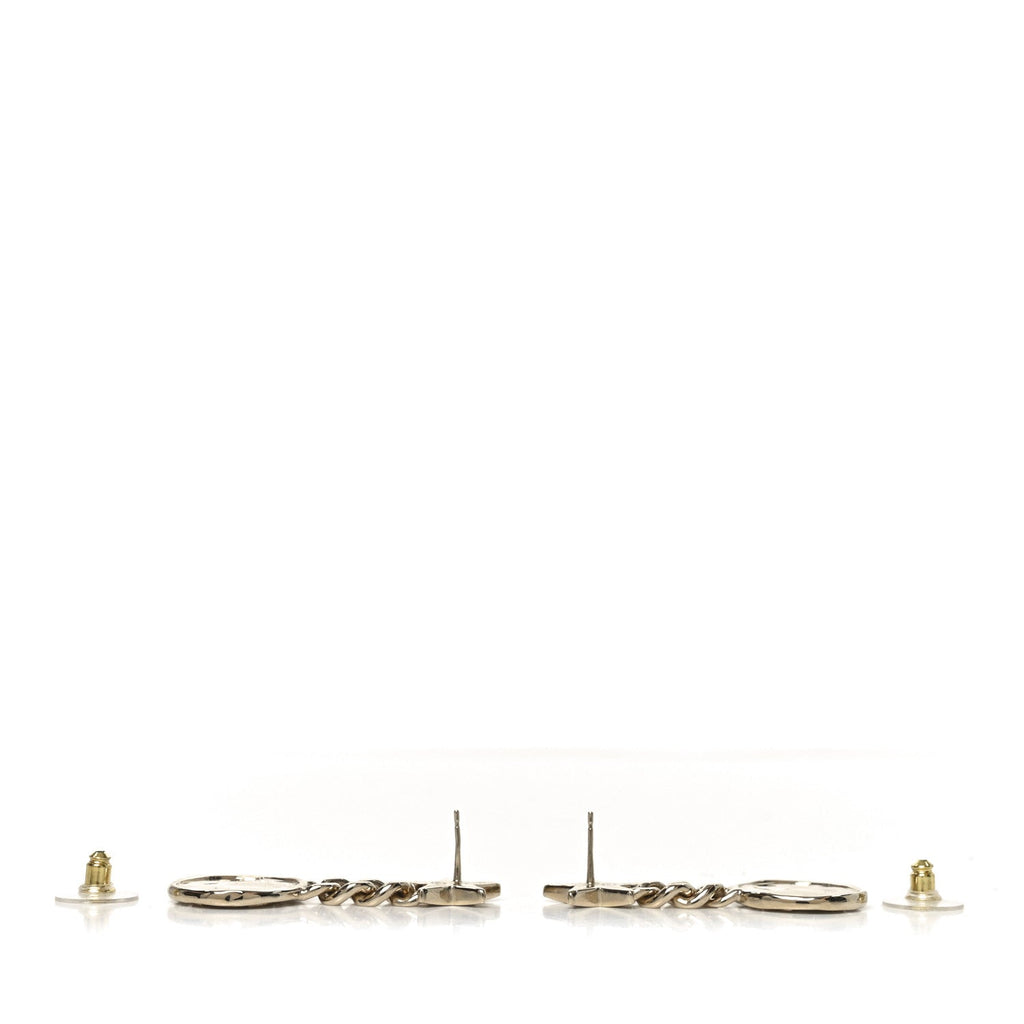 Metal Crystal Textured CC Star Drop Earrings Gold