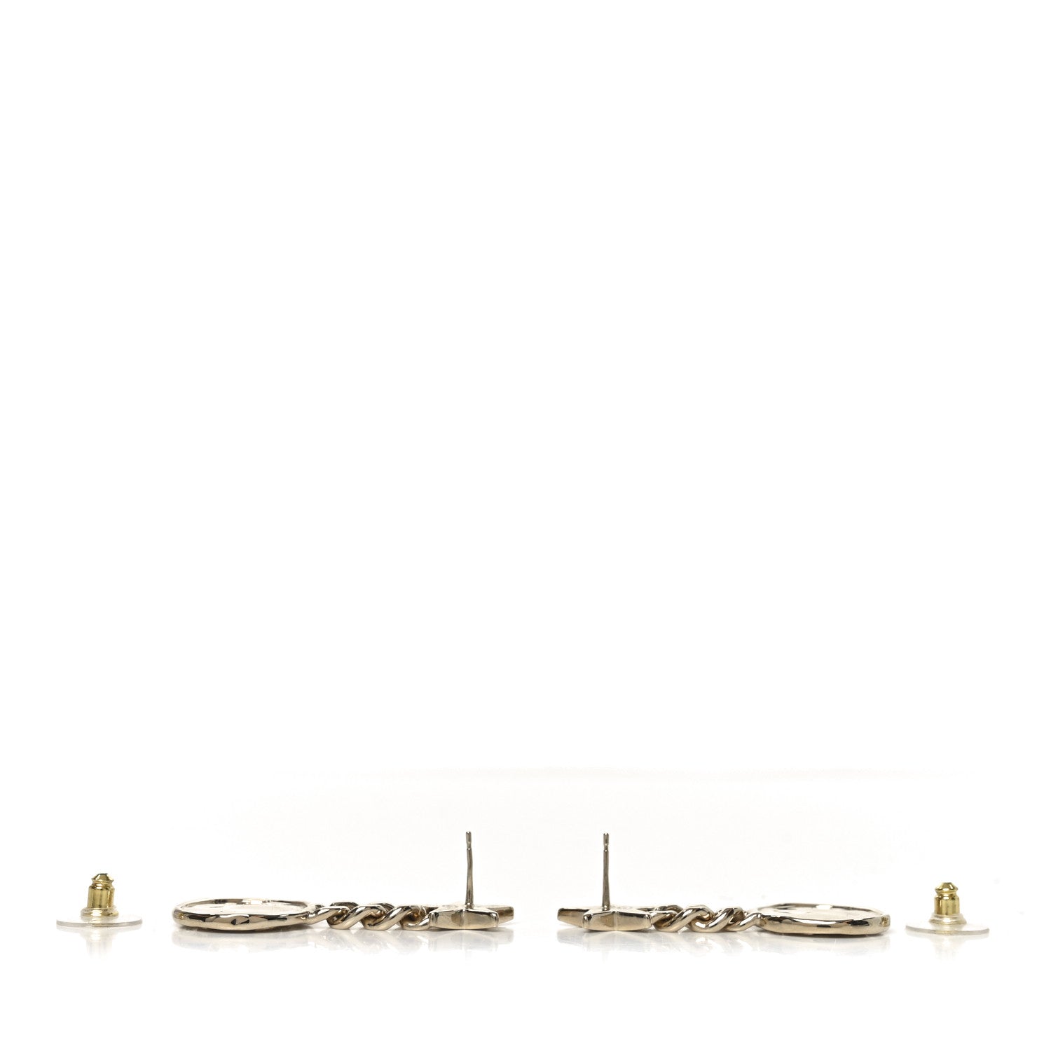 Metal Crystal Textured CC Star Drop Earrings Gold