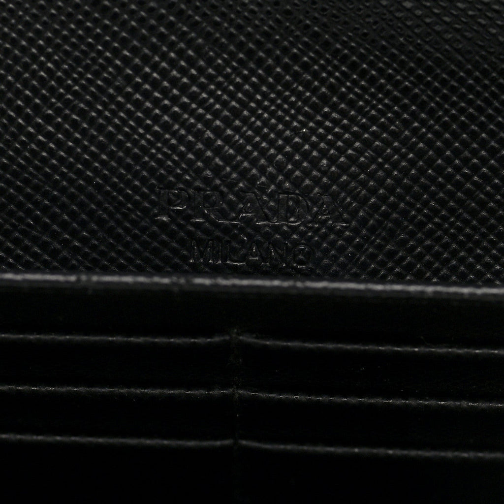 Prada Saffiano Metal Continental Flap Wallet Black