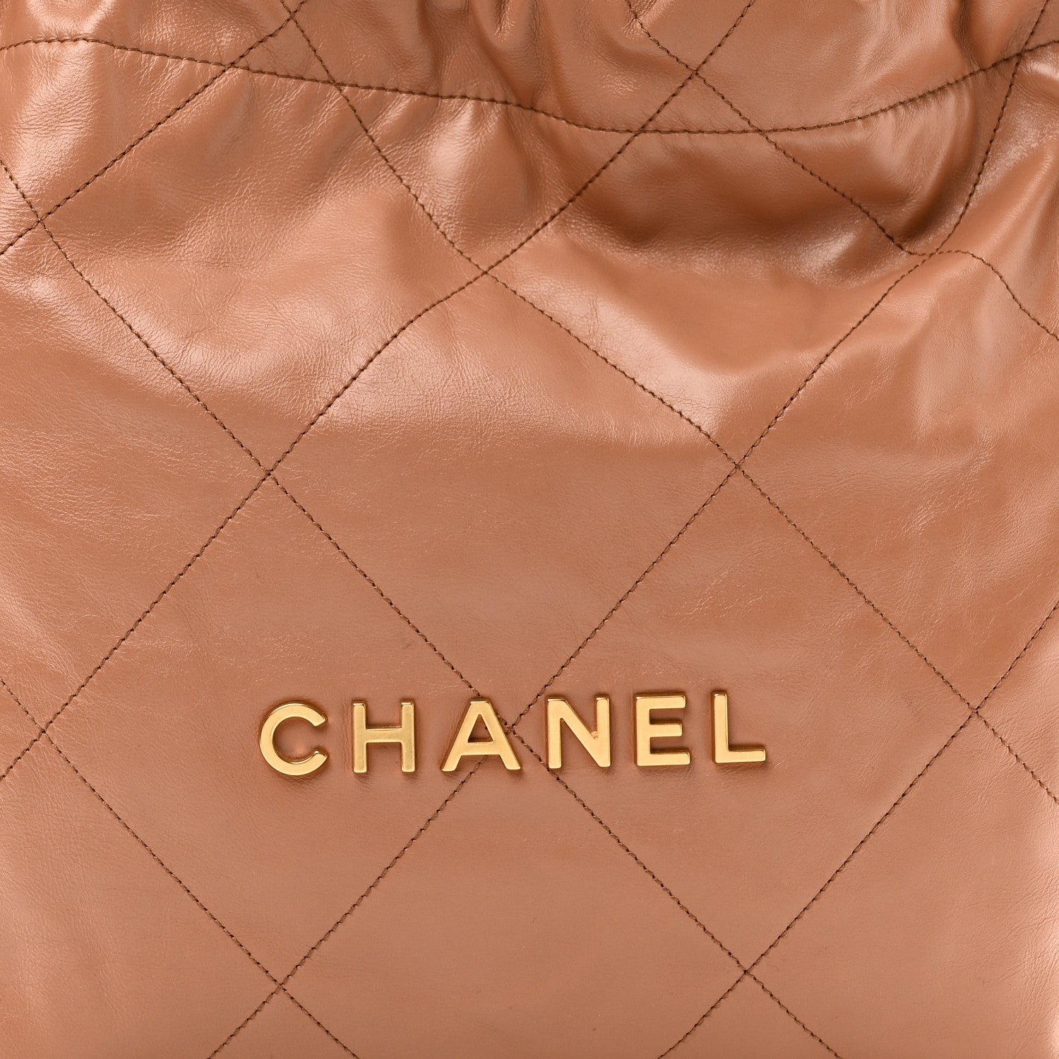 Chanel Shiny Calfskin Quilted Small Chanel 22 Beige