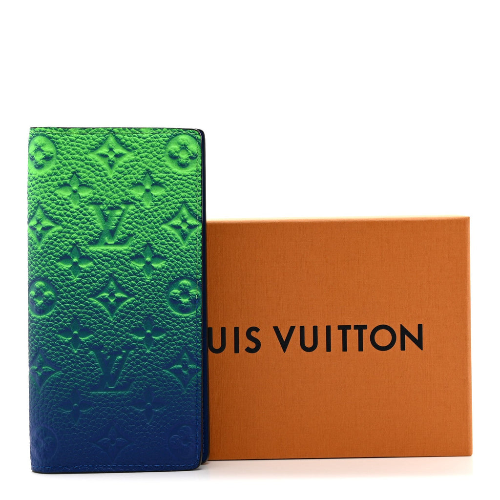 Louis Vuitton Taurillon Illusion Brazza Wallet Bleu Vert