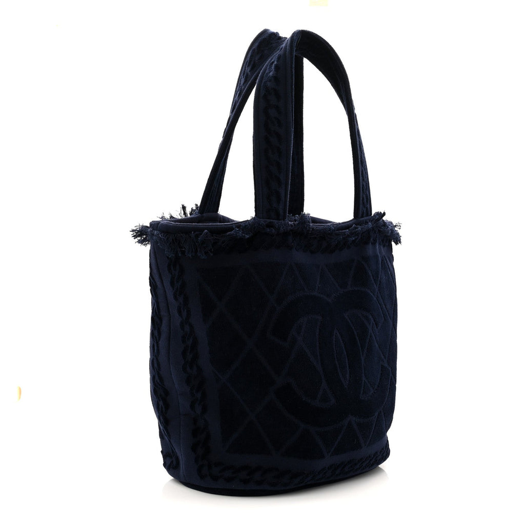 Chanel Terry Cotton CC Beach Tote Towel Set Blue