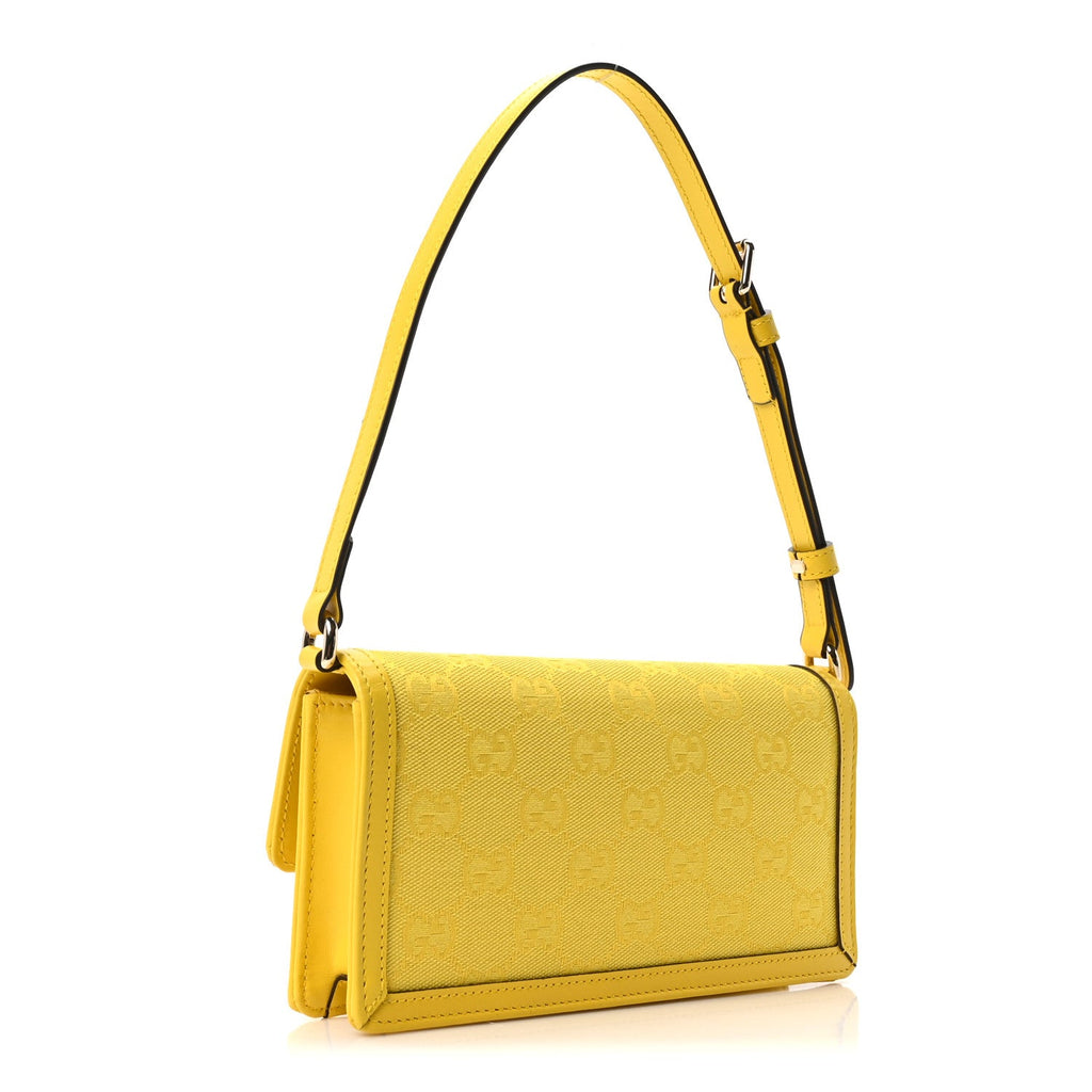 Gucci GG Monogram Scratch Lux Calfskin Mini Luce Shoulder Bag Yellow