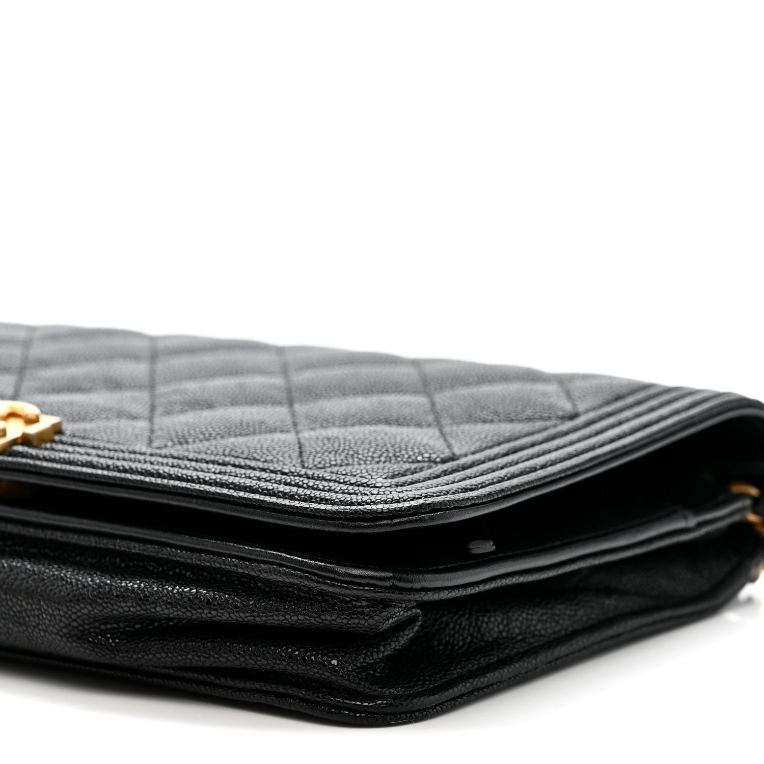 Chanel Caviar Quilted Boy Wallet On Chain WOC Black