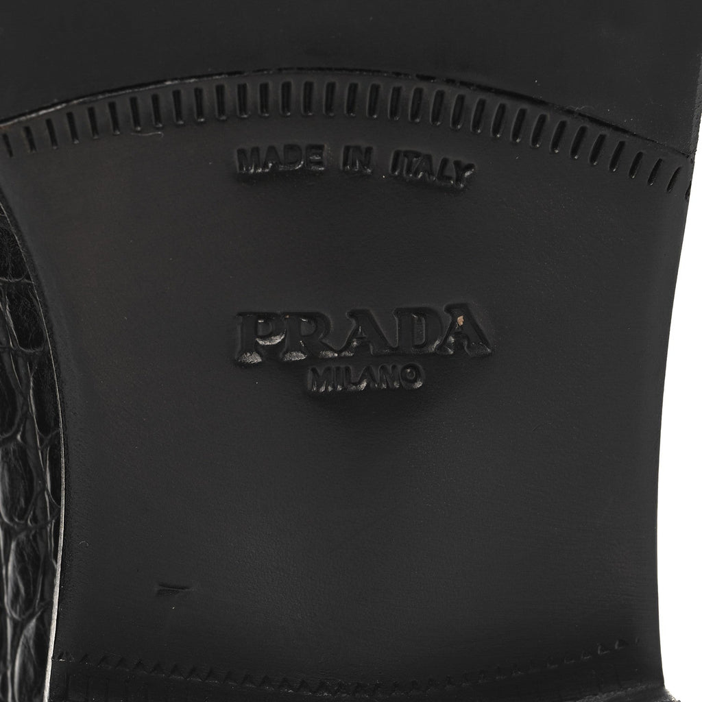 Prada Crocodile Mens Loafers 7 Black