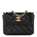 Chanel Shiny Aged Calfskin Quilted Waist Belt Bag Black
