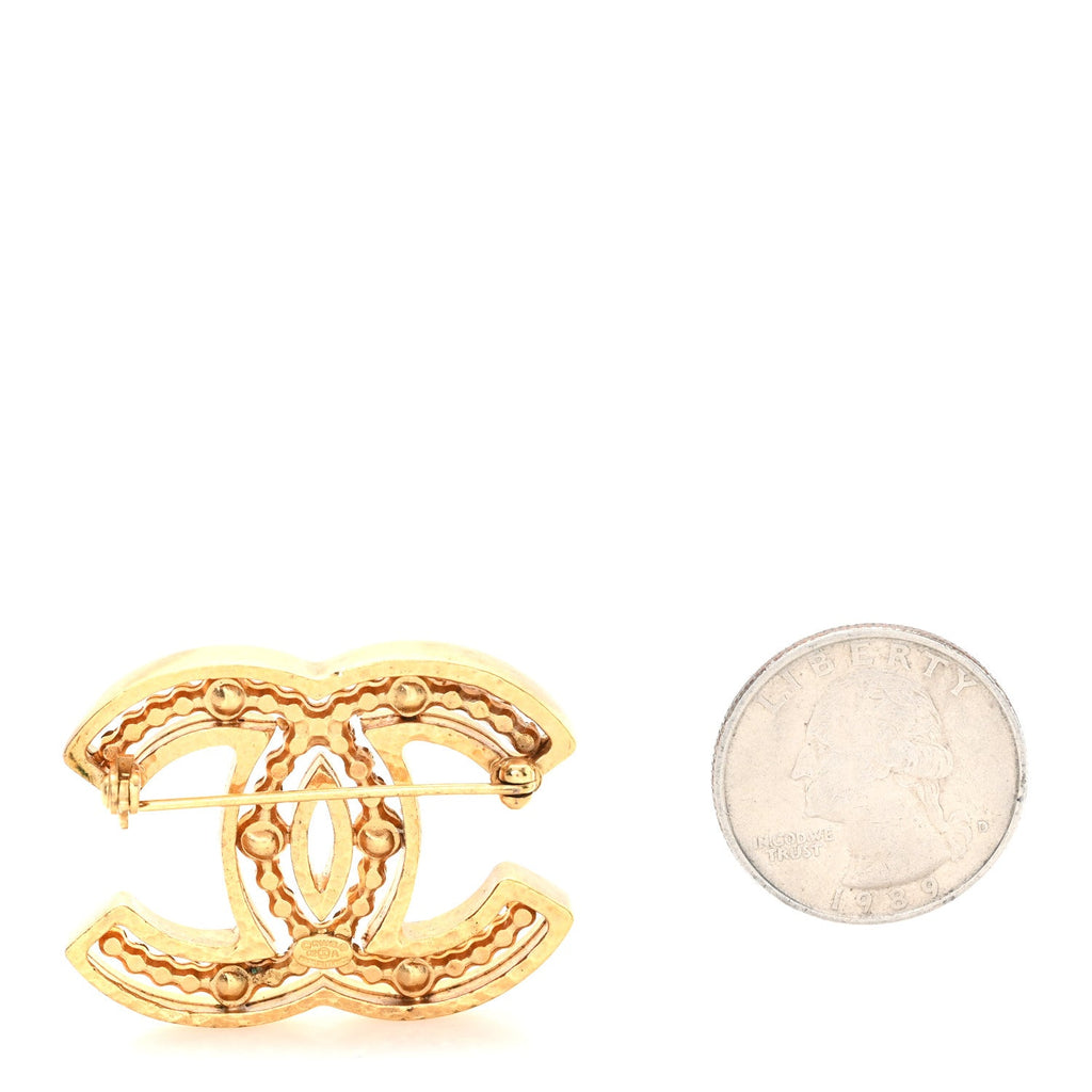 Crystal CC Brooch Gold