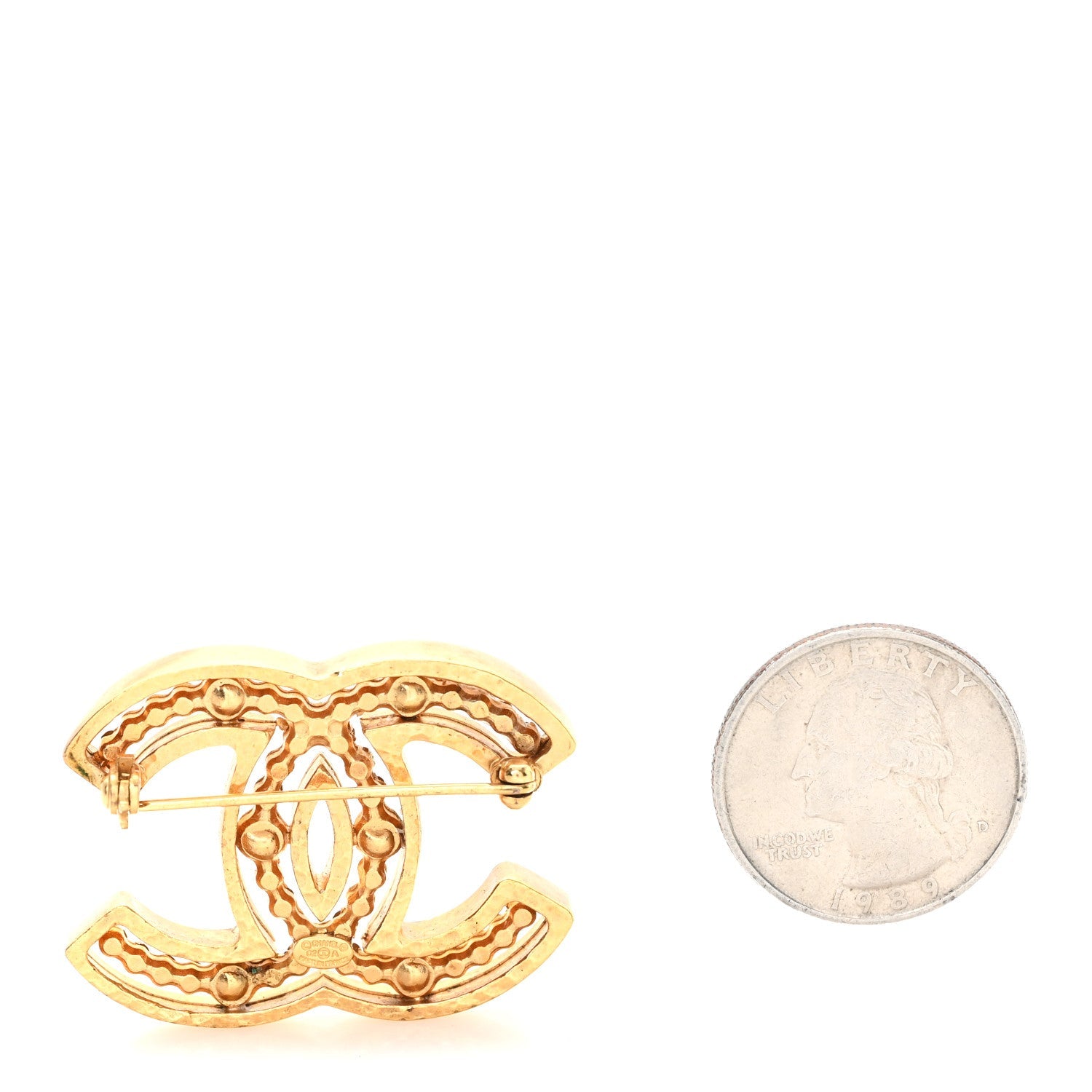 Crystal CC Brooch Gold