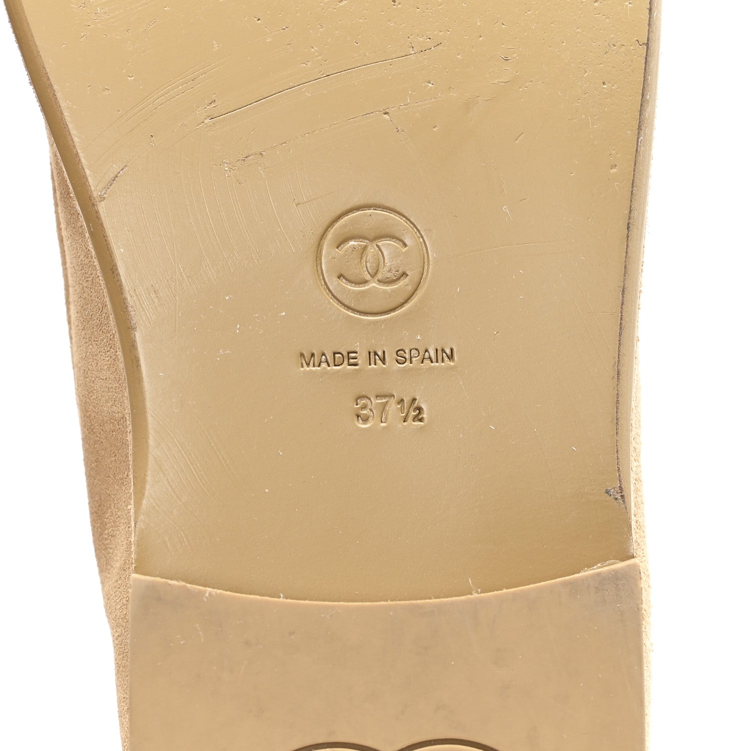 Chanel Suede Calfskin CC Loafers 37.5 Dark Beige