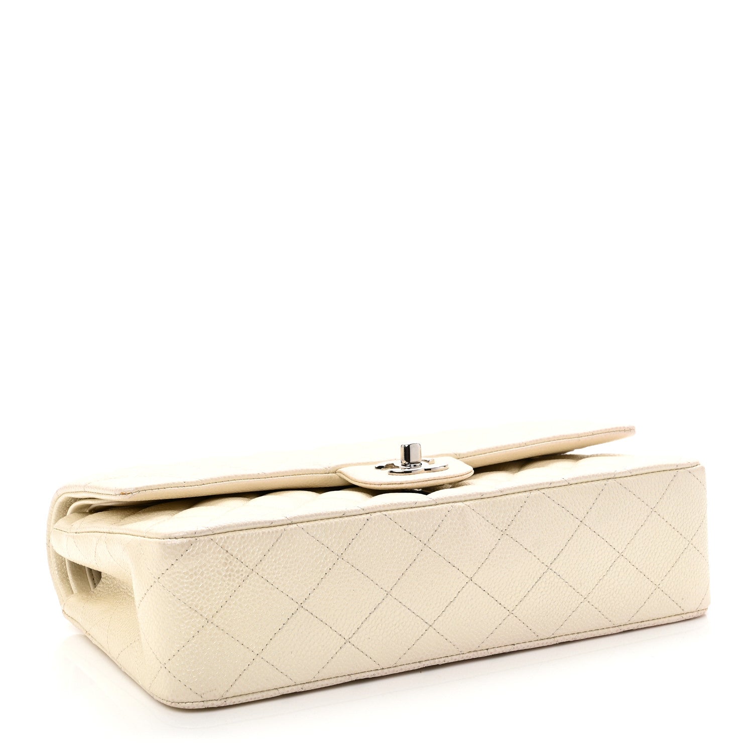 Chanel Iridescent Caviar Quilted Medium Double Flap White