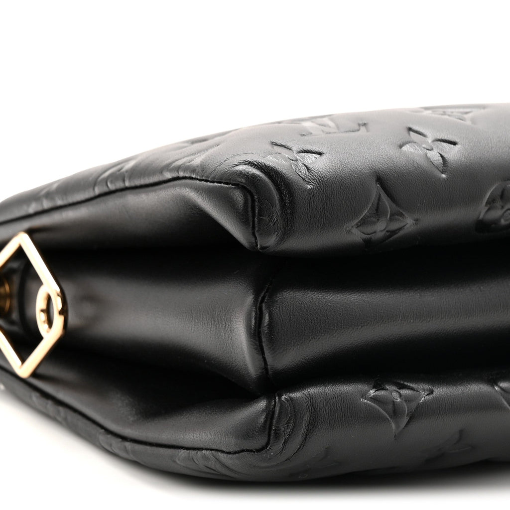 Louis Vuitton Lambskin Embossed Monogram Coussin PM Black