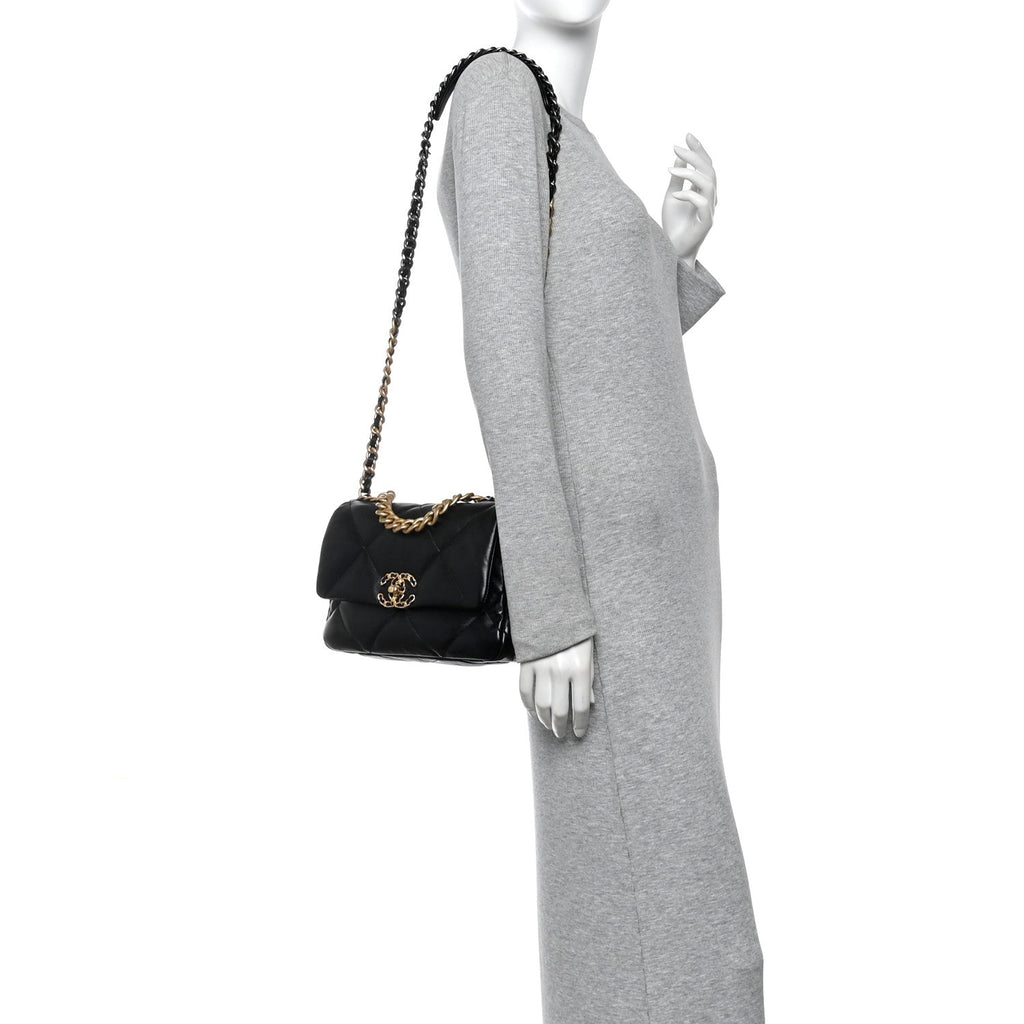 Chanel Goatskin Quilted Medium Chanel 19 Flap Black