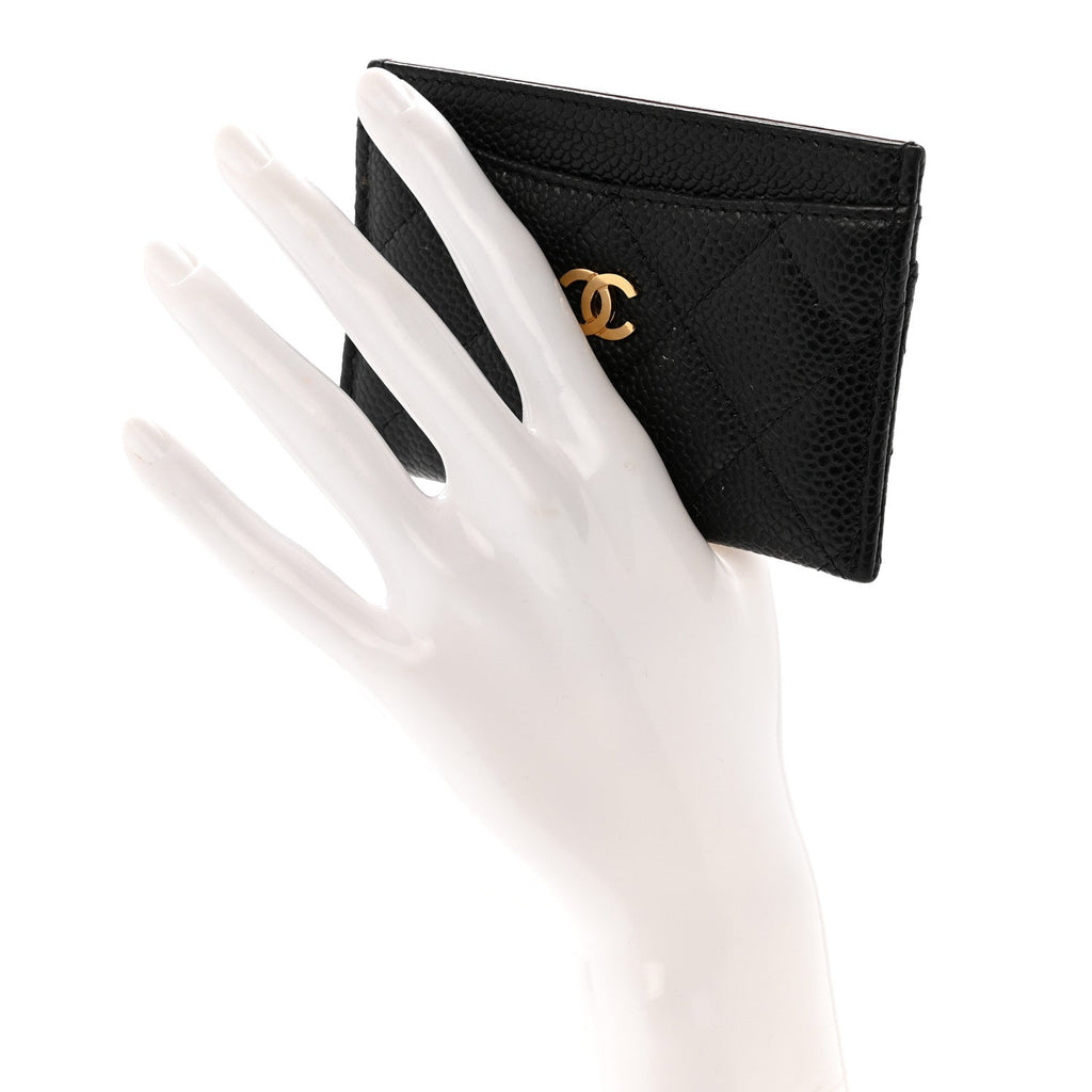 Caviar Quilted Card Holder Black