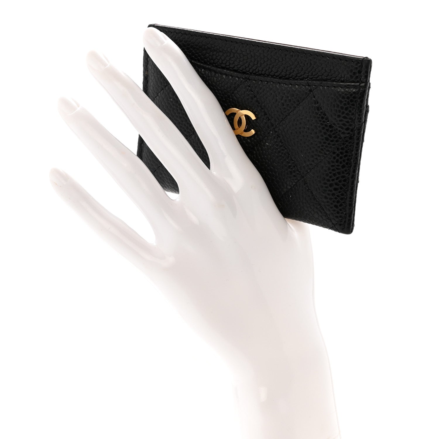 Caviar Quilted Card Holder Black