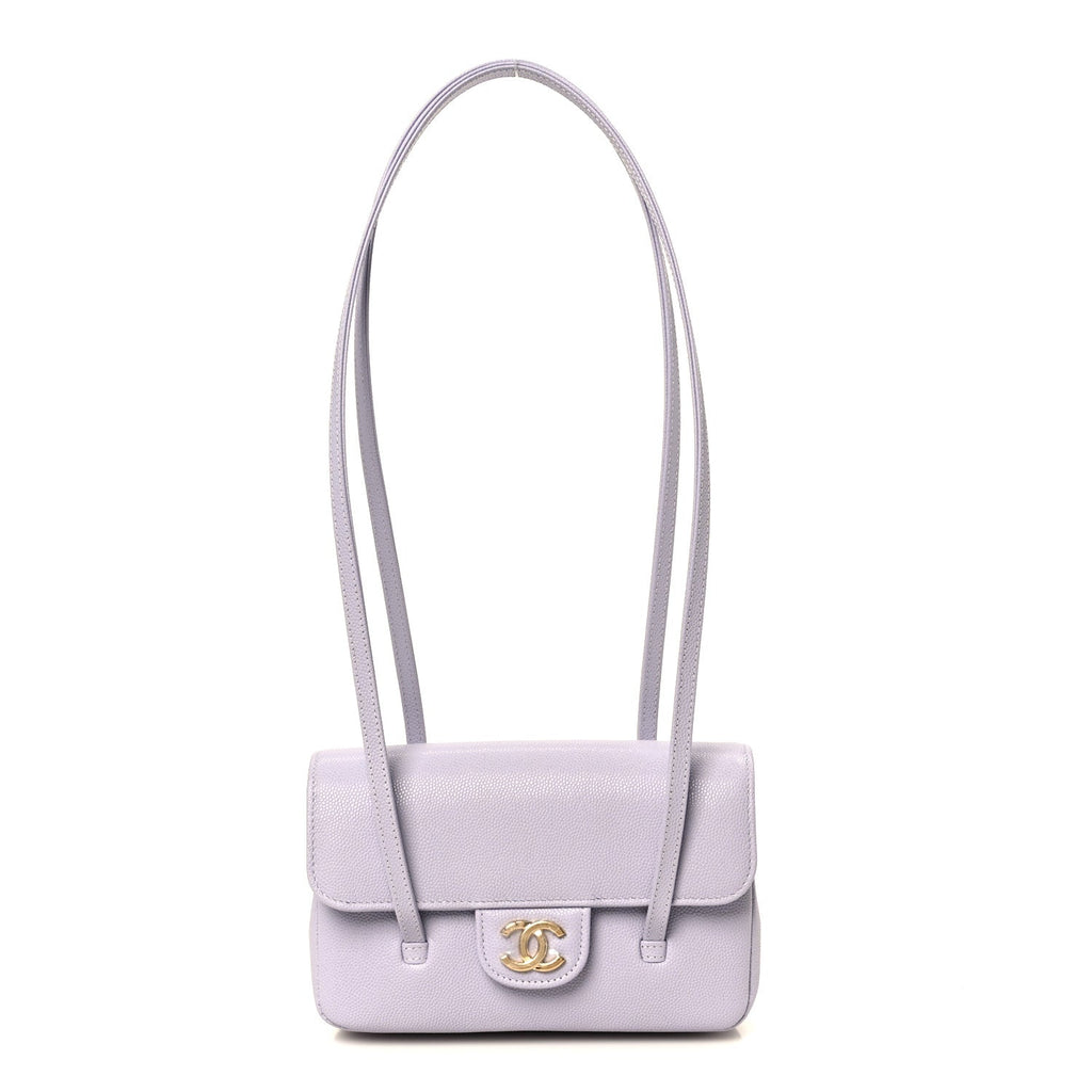 Chanel Shiny Caviar Mini Preppy Coco Shoulder Bag Purple