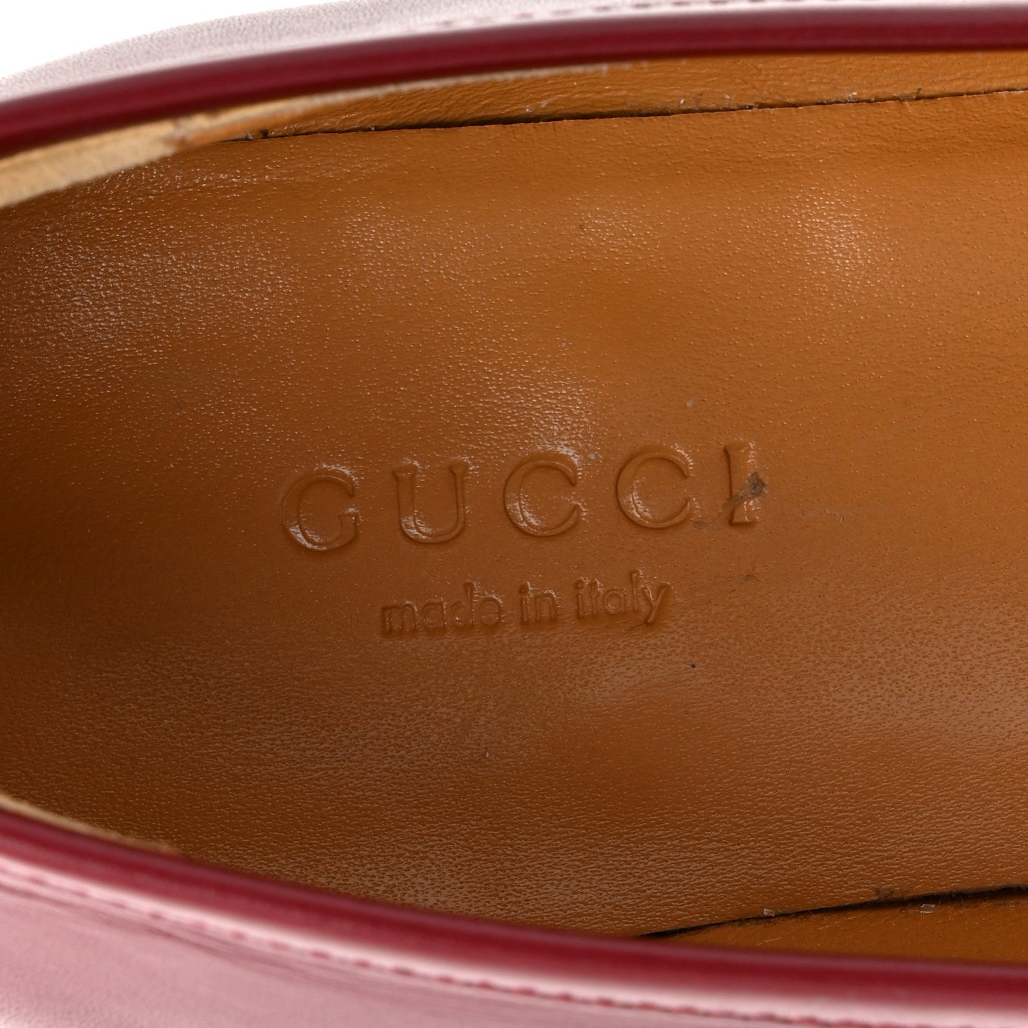 Gucci Betis Glamour Calfskin Womens Jordaan Loafers 37 Rosso Ancora