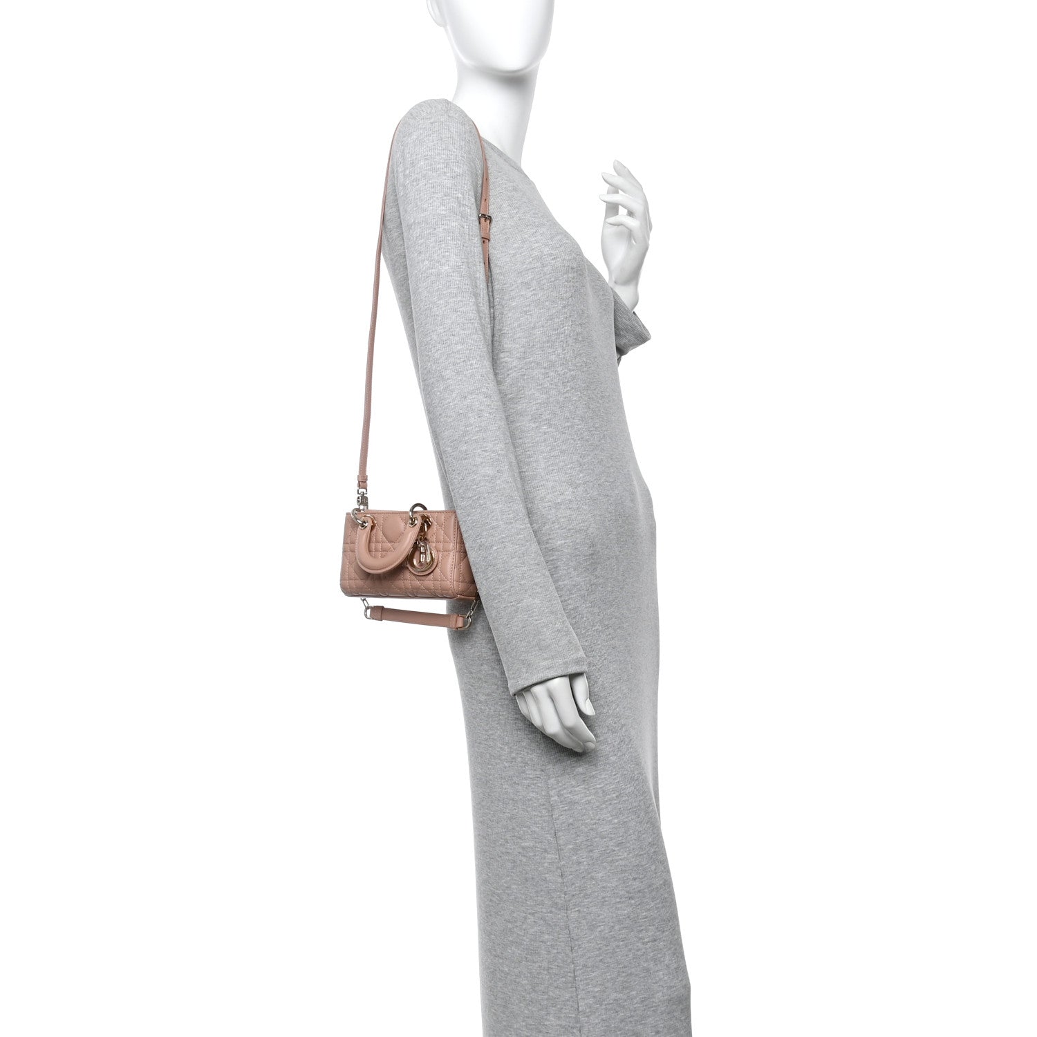 Christian Dior Lambskin Cannage Micro Lady D-Joy Rose Des Vents
