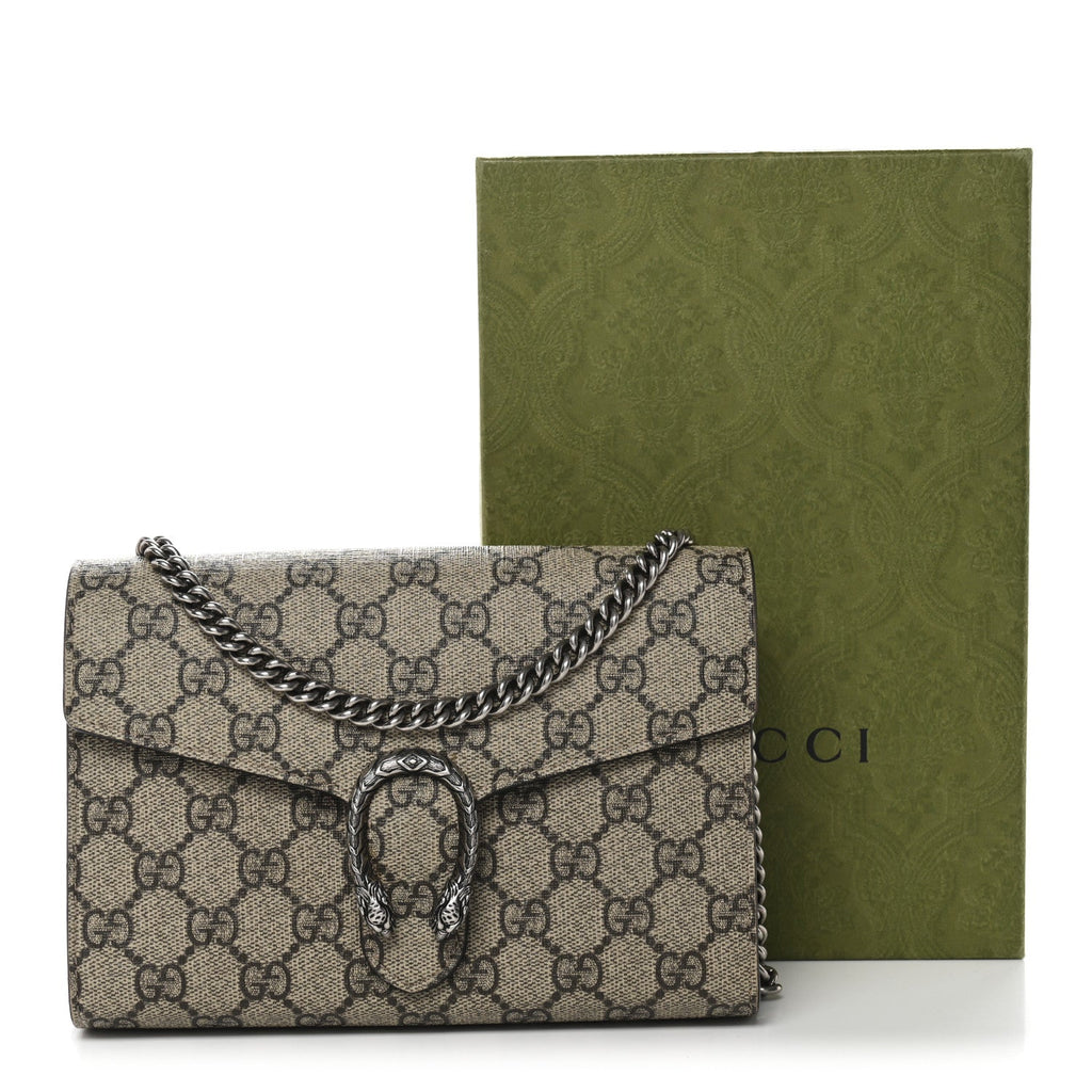Gucci GG Supreme Monogram Mini Dionysus Chain Wallet Beige Taupe