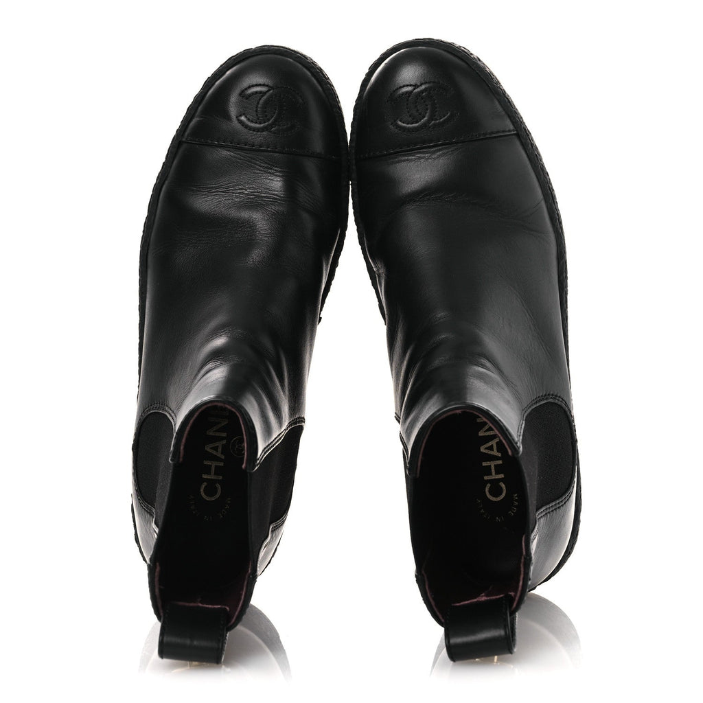 Calfskin Cap Toe CC Ankle Boots 38 Black
