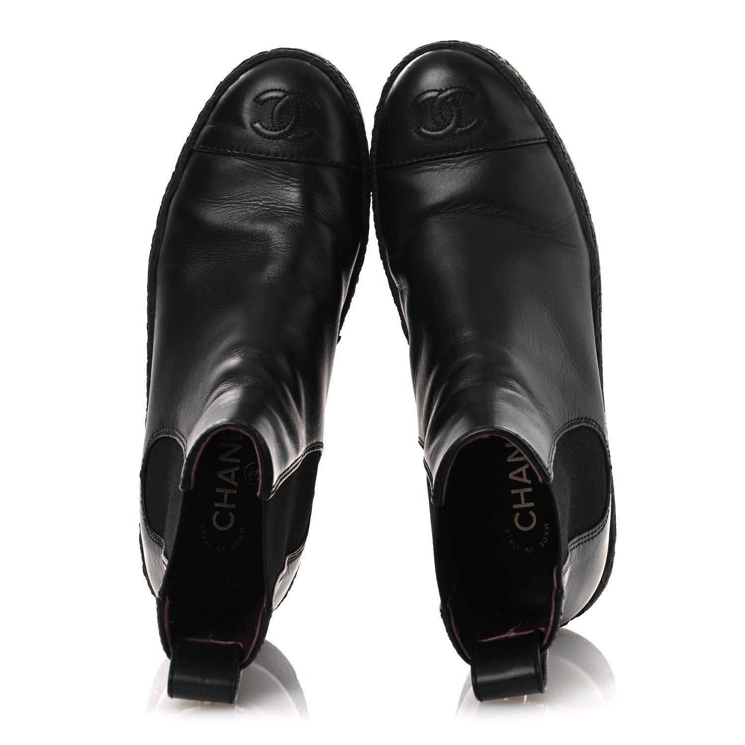 Calfskin Cap Toe CC Ankle Boots 38 Black
