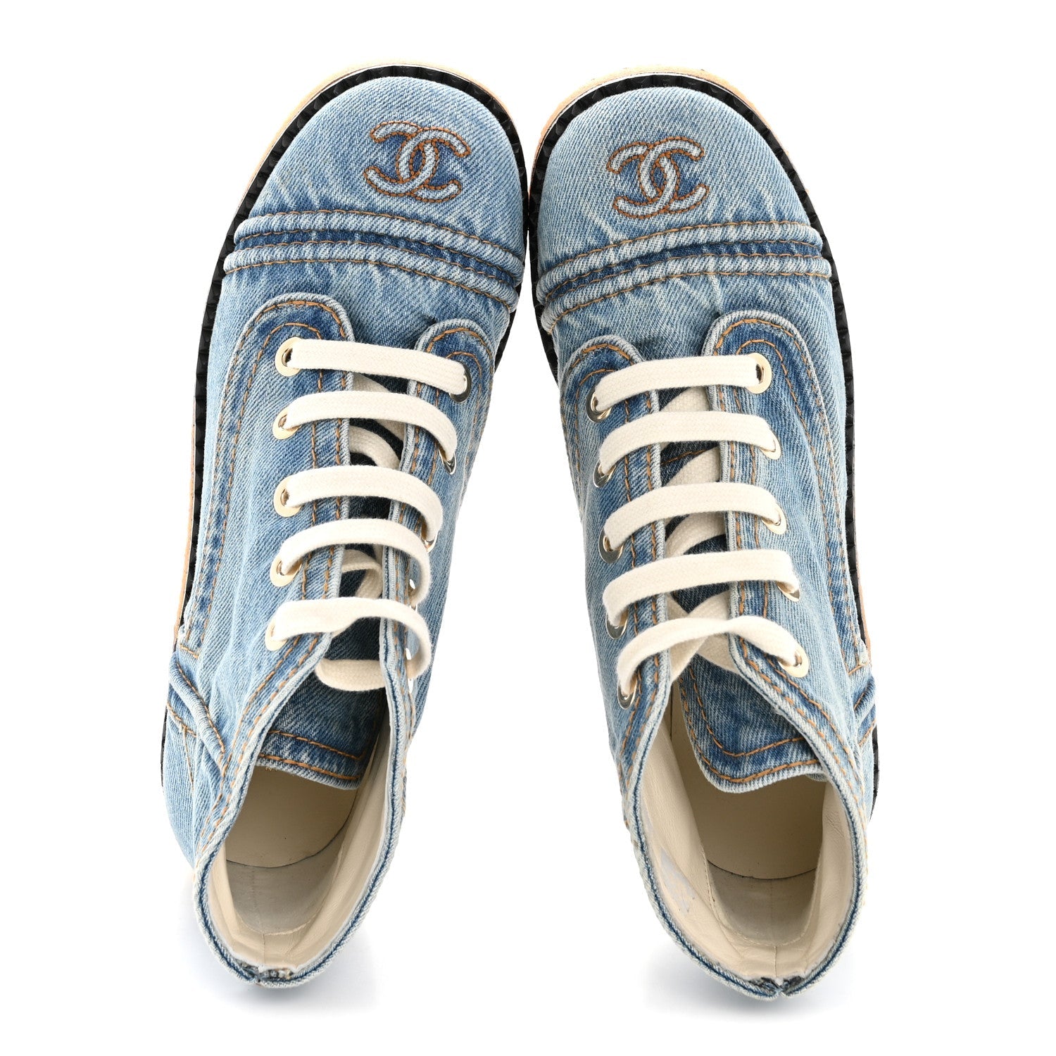 Denim Lace Up Boots 36 Light Blue