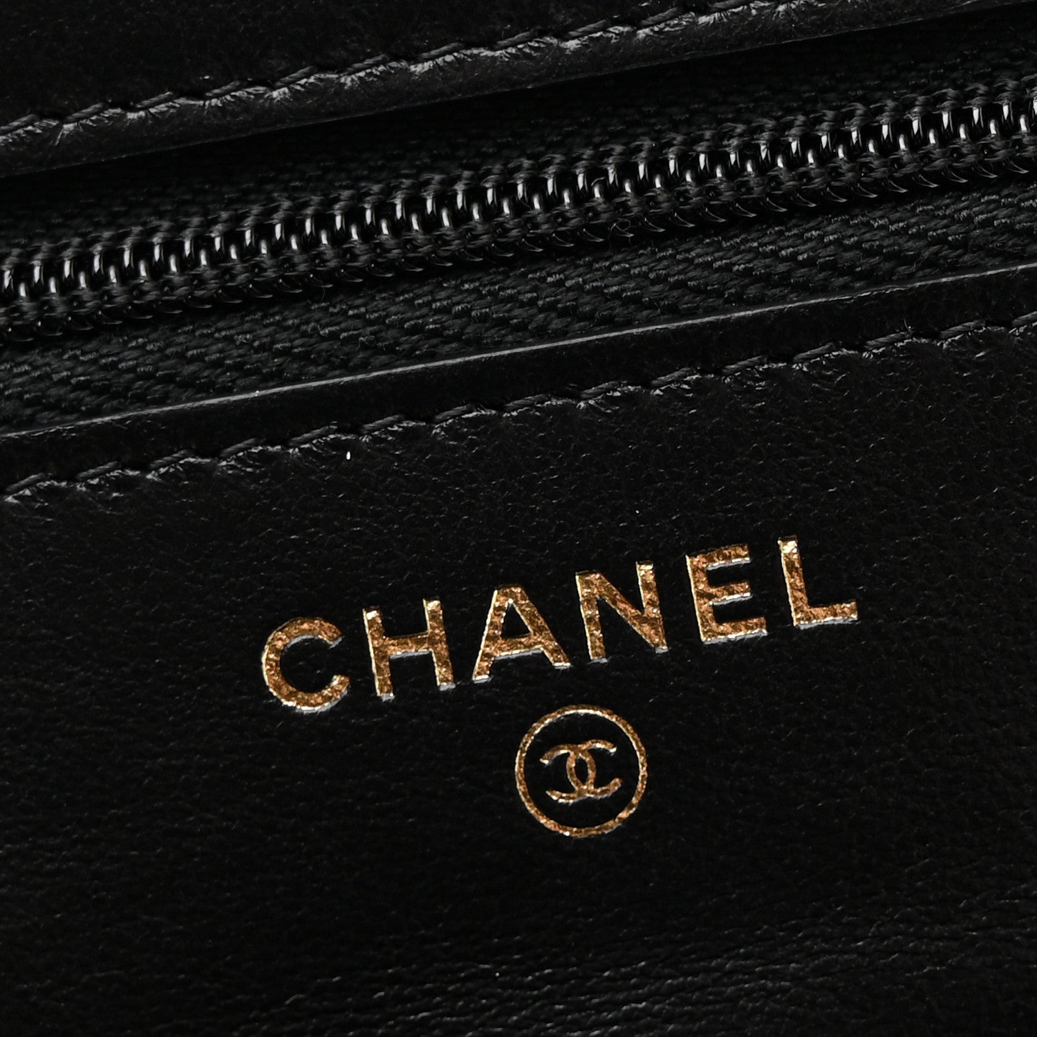 Chanel Lambskin Resin Quilted Wallet On Chain WOC Black