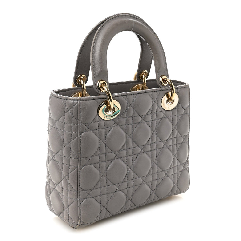 Christian Dior Lambskin Cannage Small Lucky Badges My Lady Dior Grey