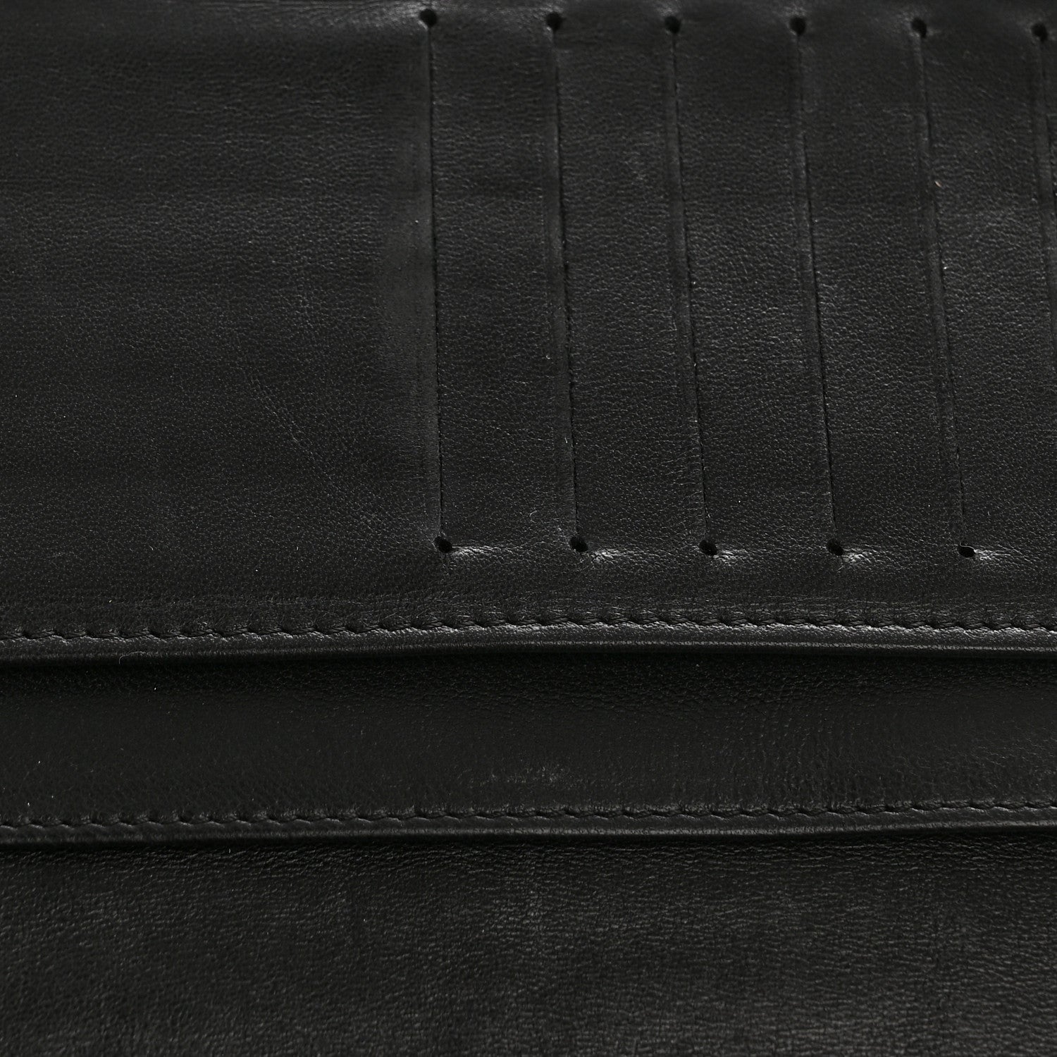 Lambskin Camellia Embossed Zip Around Organizer Wallet Black