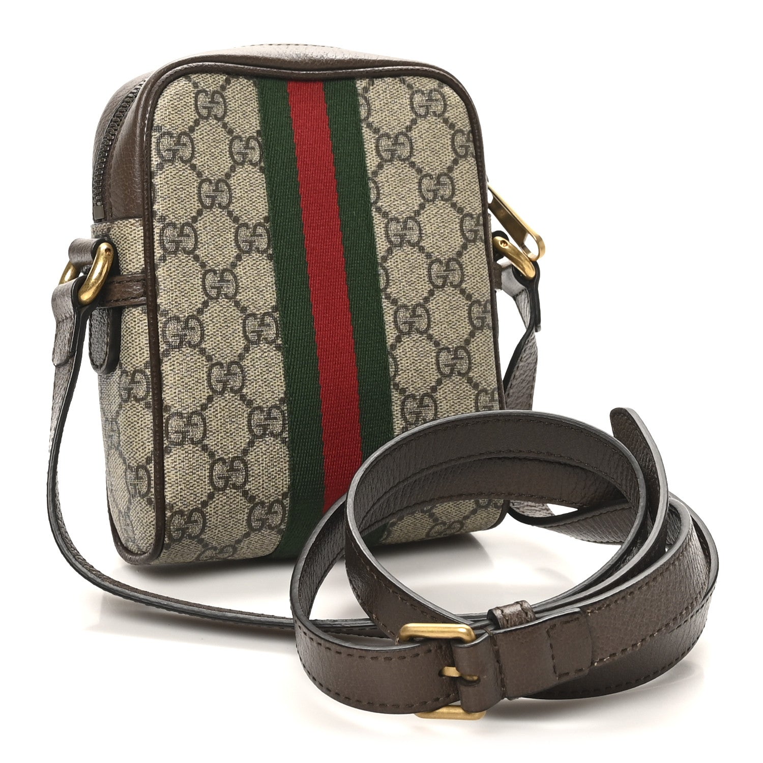 Gucci GG Supreme Monogram Web Mini Ophidia Messenger Brown