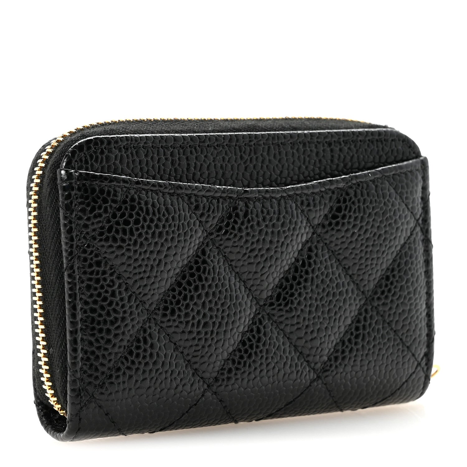 Caviar Quilted Zip Coin Purse Black