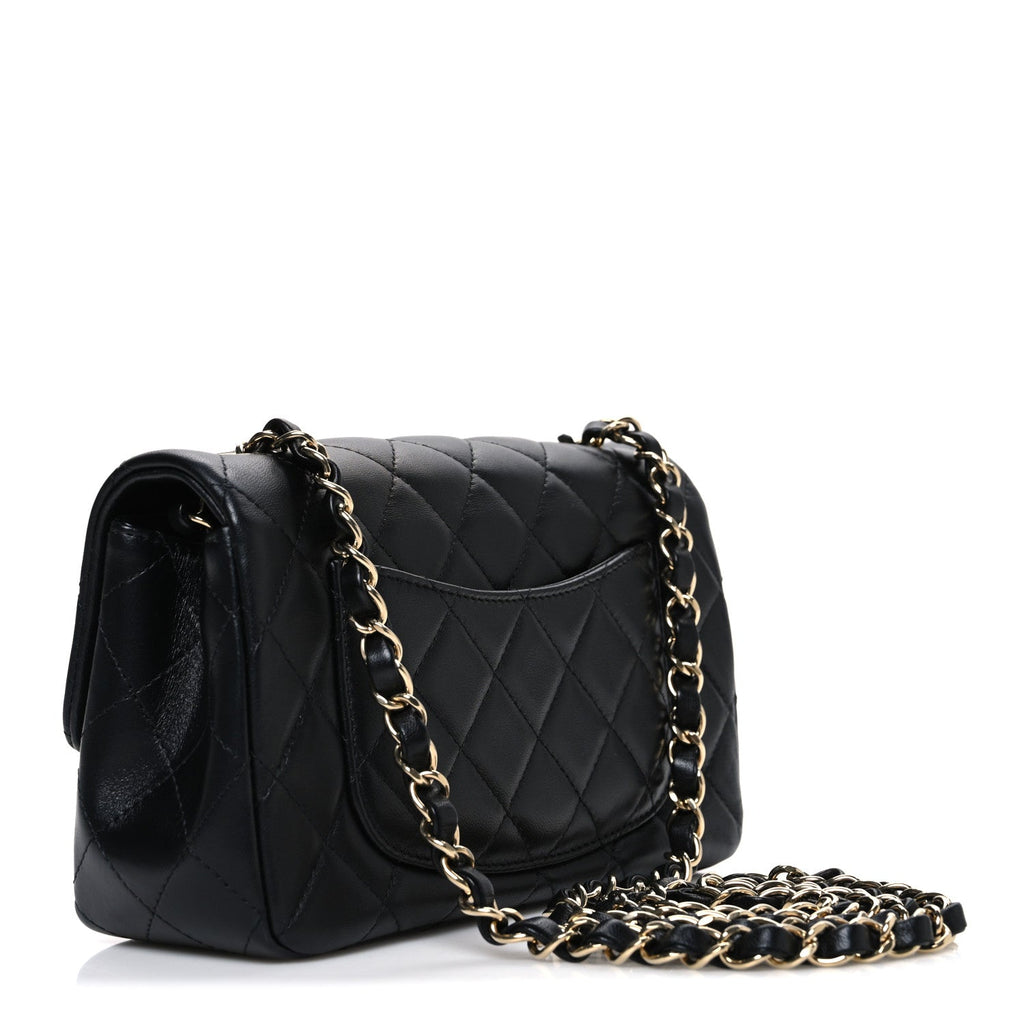Chanel Lambskin Quilted Mini Rectangular Flap Black