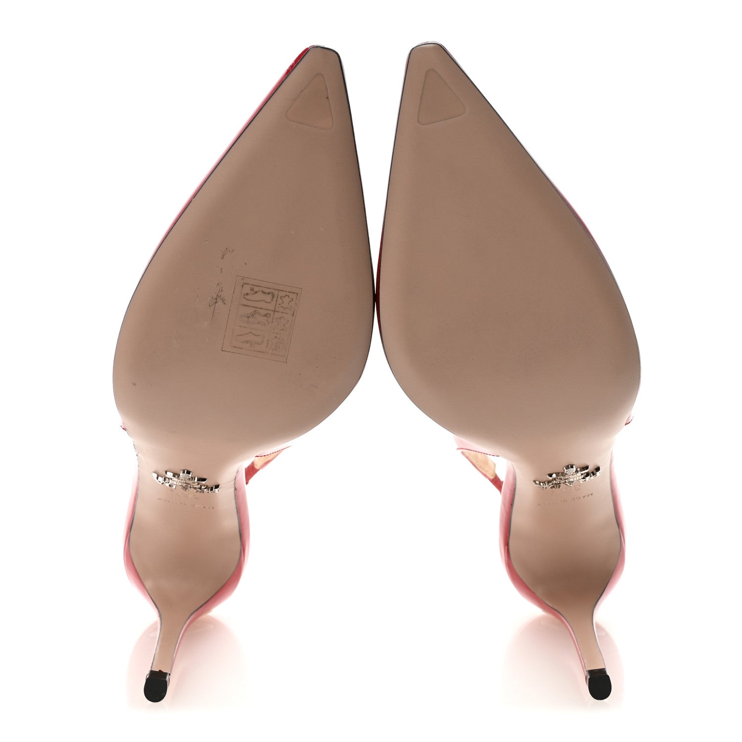 Prada Patent Logo Slingback Pumps 35.5 Red