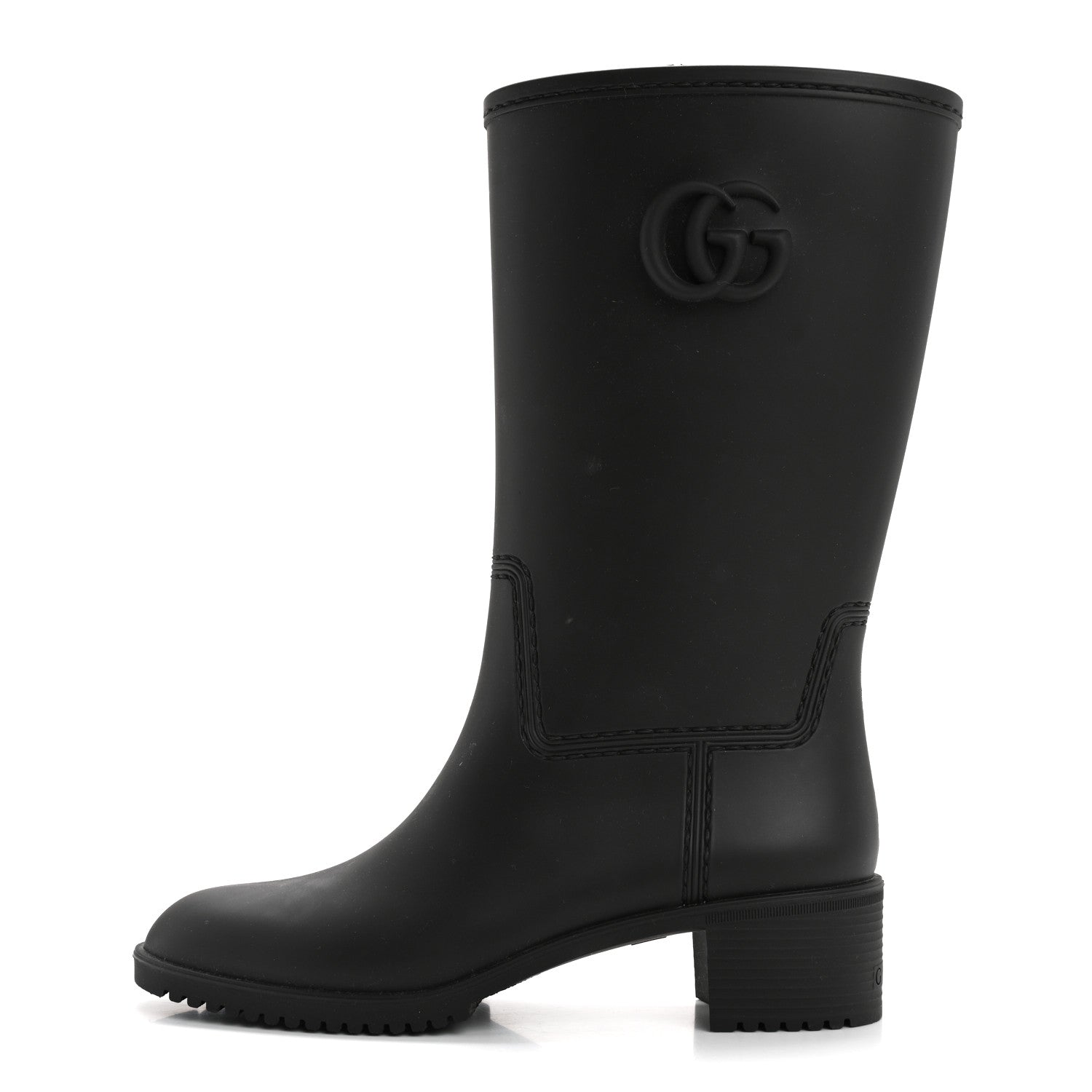 Gucci Rubber Double G Womens Rain Boots 37 Black