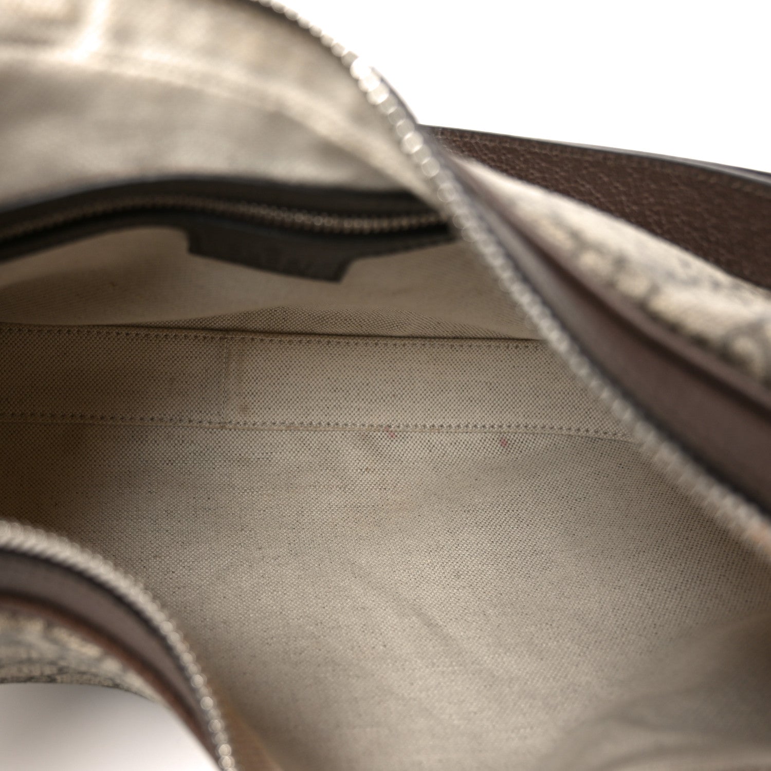 Gucci GG Supreme Monogram Textured Calfskin Web Large Attache Shoulder Bag Beige Ebony New Acero