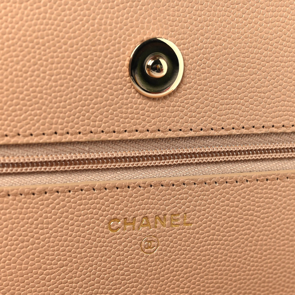 Chanel Caviar Quilted Wallet on Chain WOC Beige