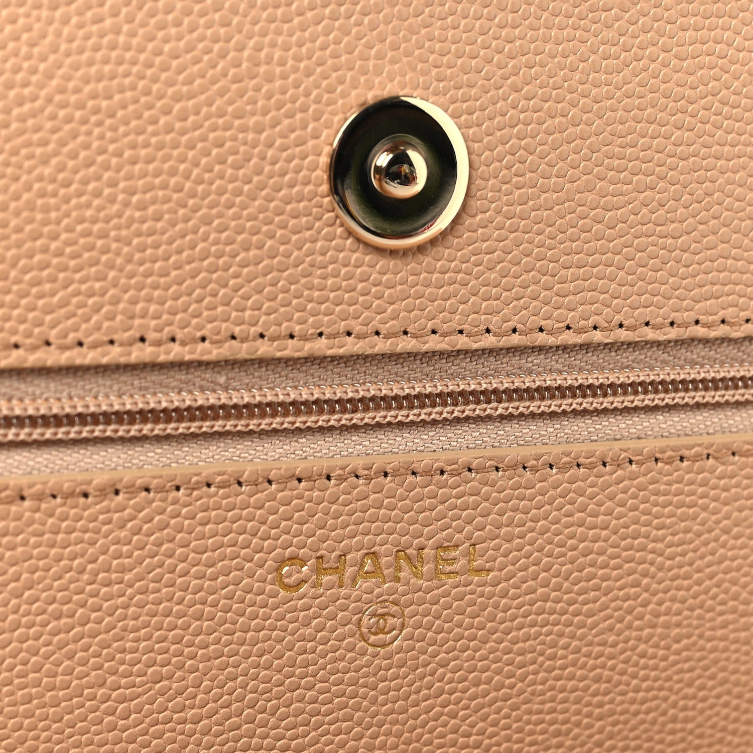 Chanel Caviar Quilted Wallet on Chain WOC Beige