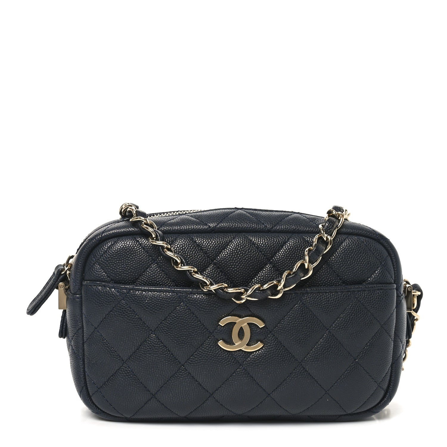 Chanel Caviar Quilted Camera Case Navy