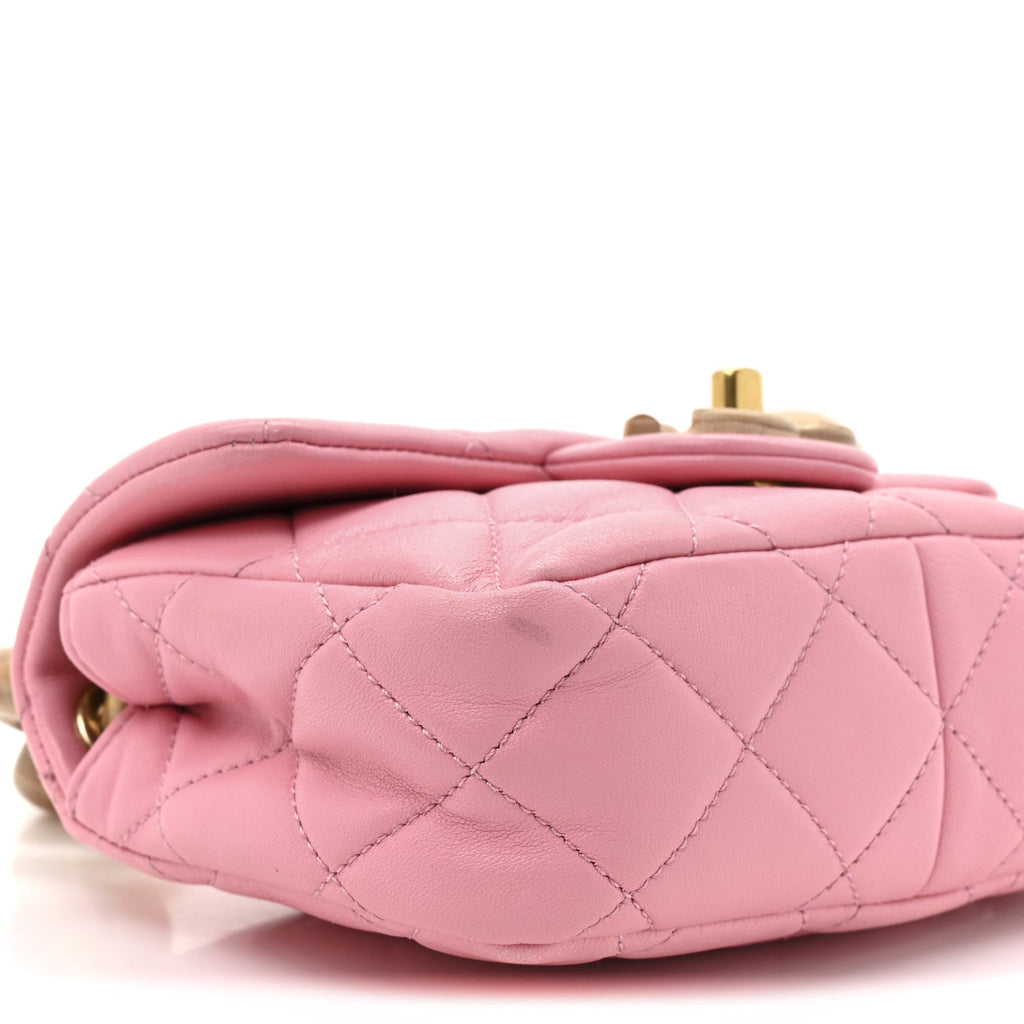 Chanel Lambskin Wenge Quilted Mini Fashion Wood Square Flap Pink