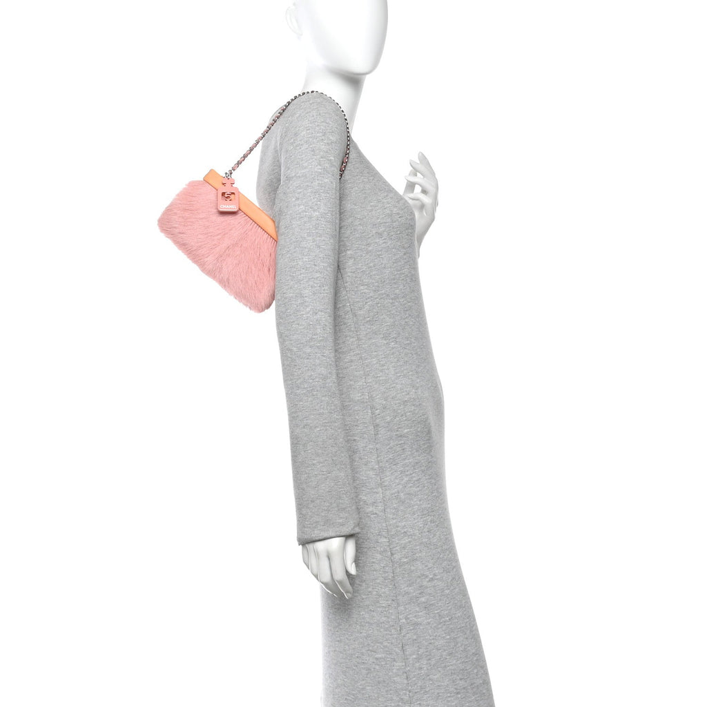 Chanel Rabbit Fur N°5 Pochette Pink Orange