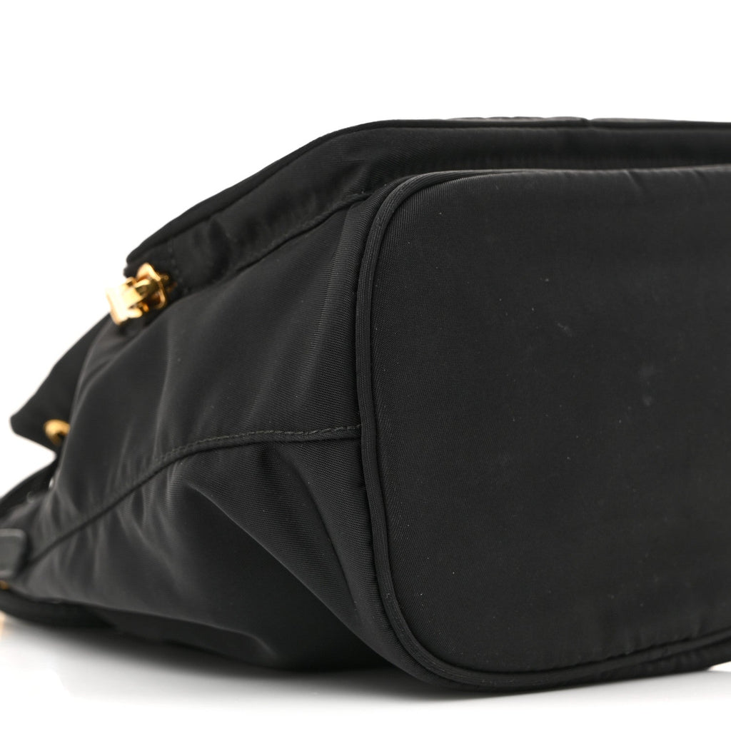 Prada Saffiano Tessuto Nylon Mini Bucket Crossbody Bag Black