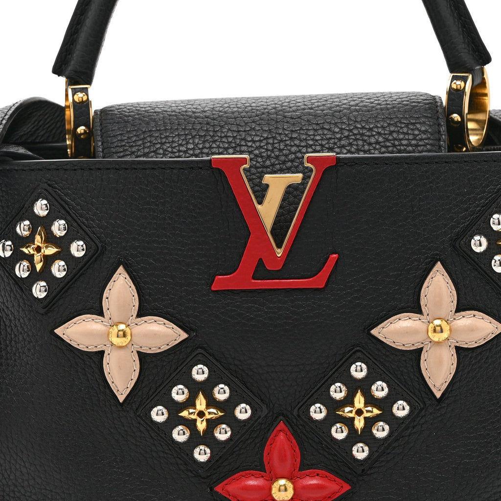 Louis Vuitton Taurillon Mechanical Flowers Smile Capucines PM Black