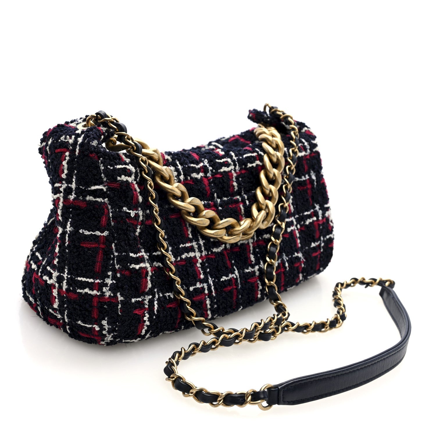 Chanel Tweed Calfskin Signe Hobo Navy Multicolor