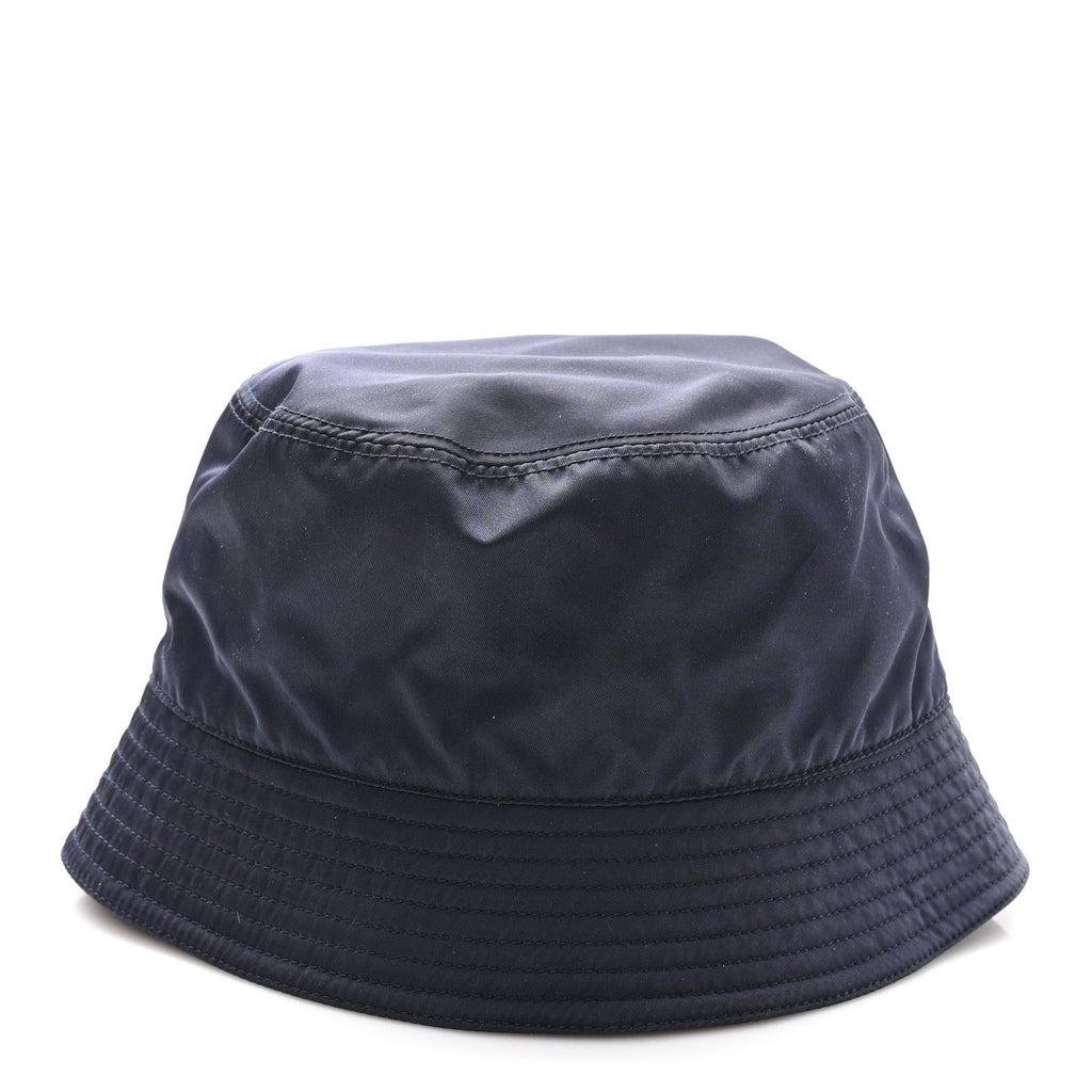 Prada Re-Nylon Metal Triangle Logo Womens Bucket Hat XL Black