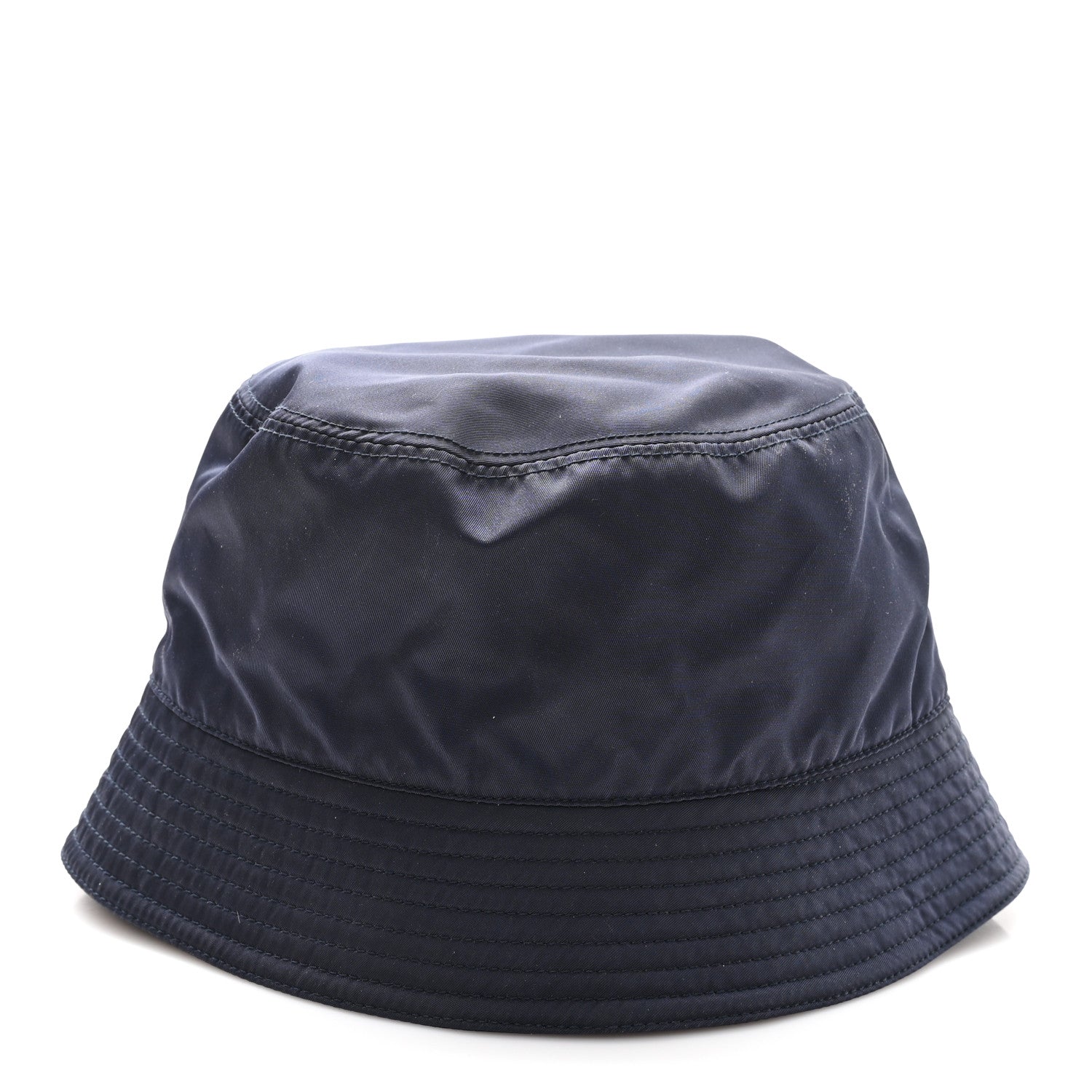 Prada Re-Nylon Metal Triangle Logo Womens Bucket Hat XL Black