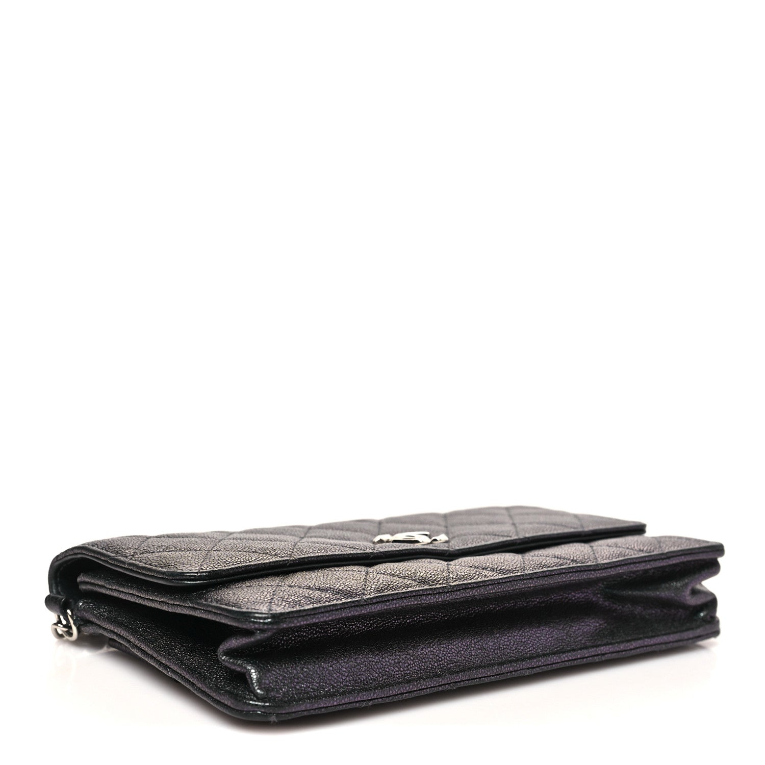 Chanel Iridescent Caviar Quilted Classic Pouch Clutch Black