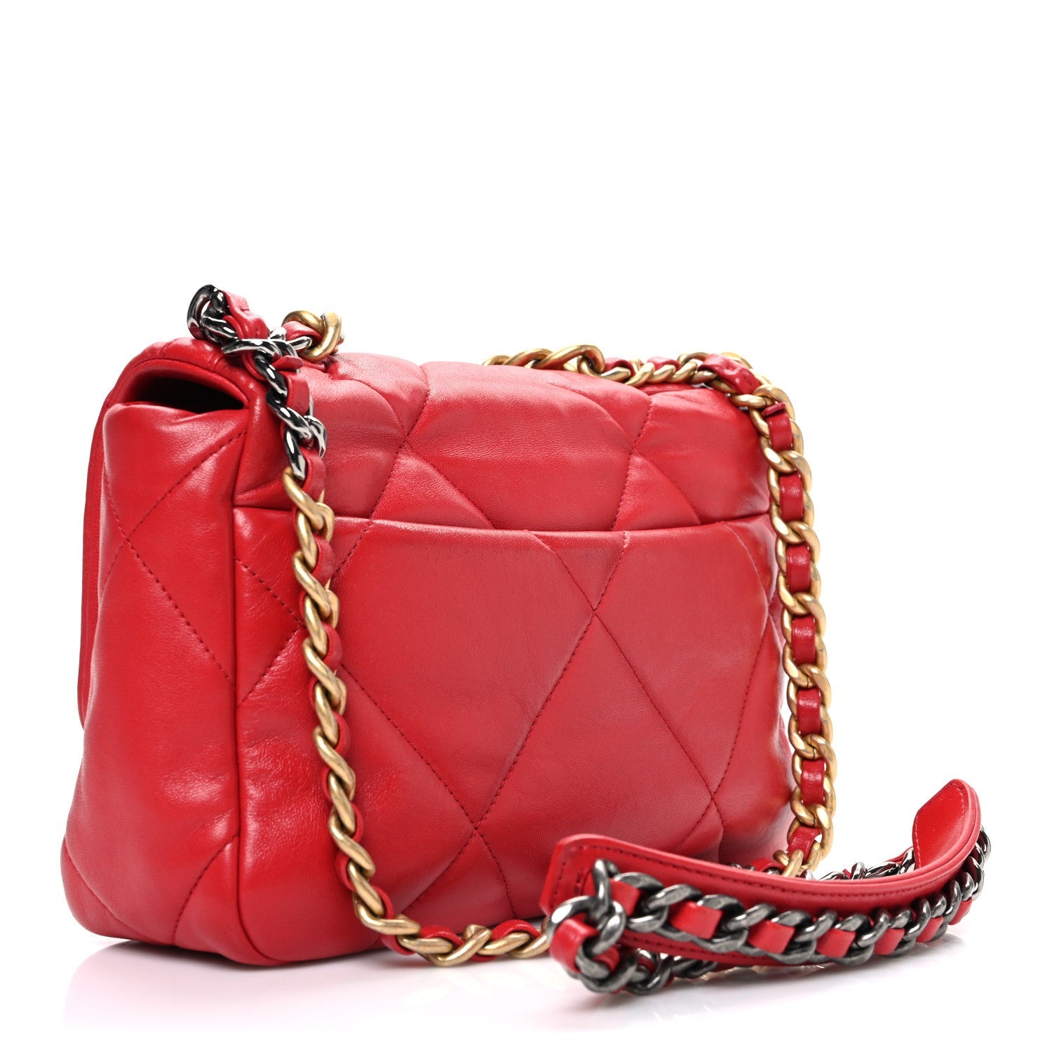 Chanel Lambskin Quilted Medium Chanel 19 Flap Red