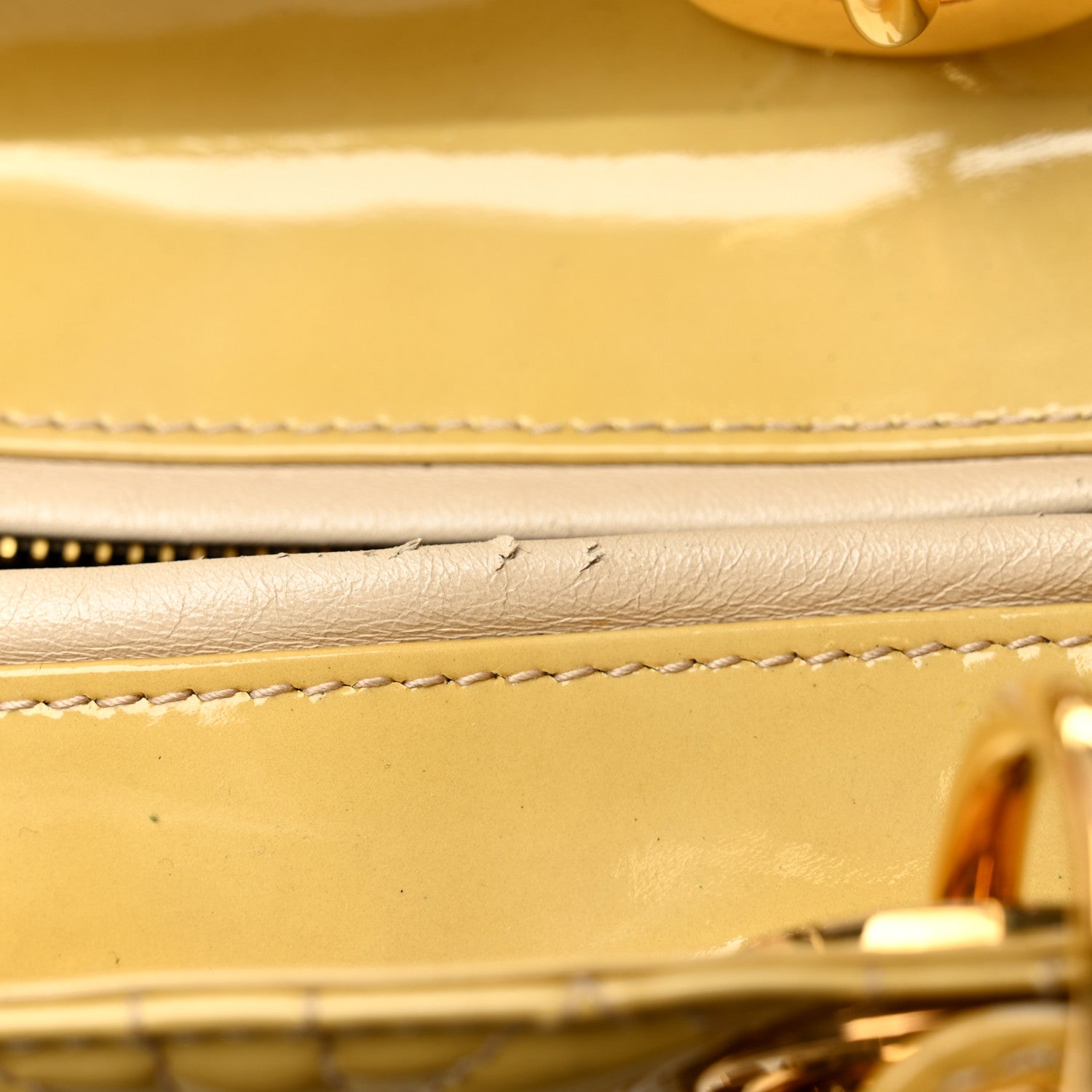 Christian Dior Patent Cannage Medium Lady Dior Beige