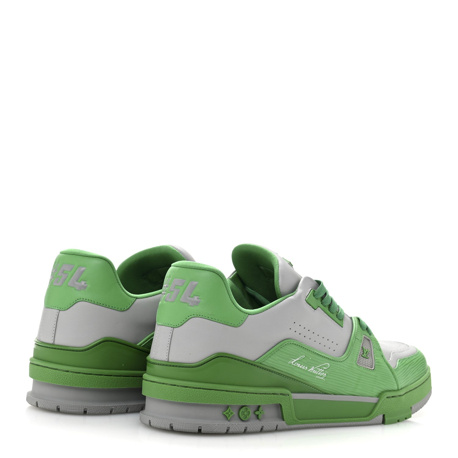 Louis Vuitton Calfskin Epi Mens LV Trainer Sneakers 11 Green Grey