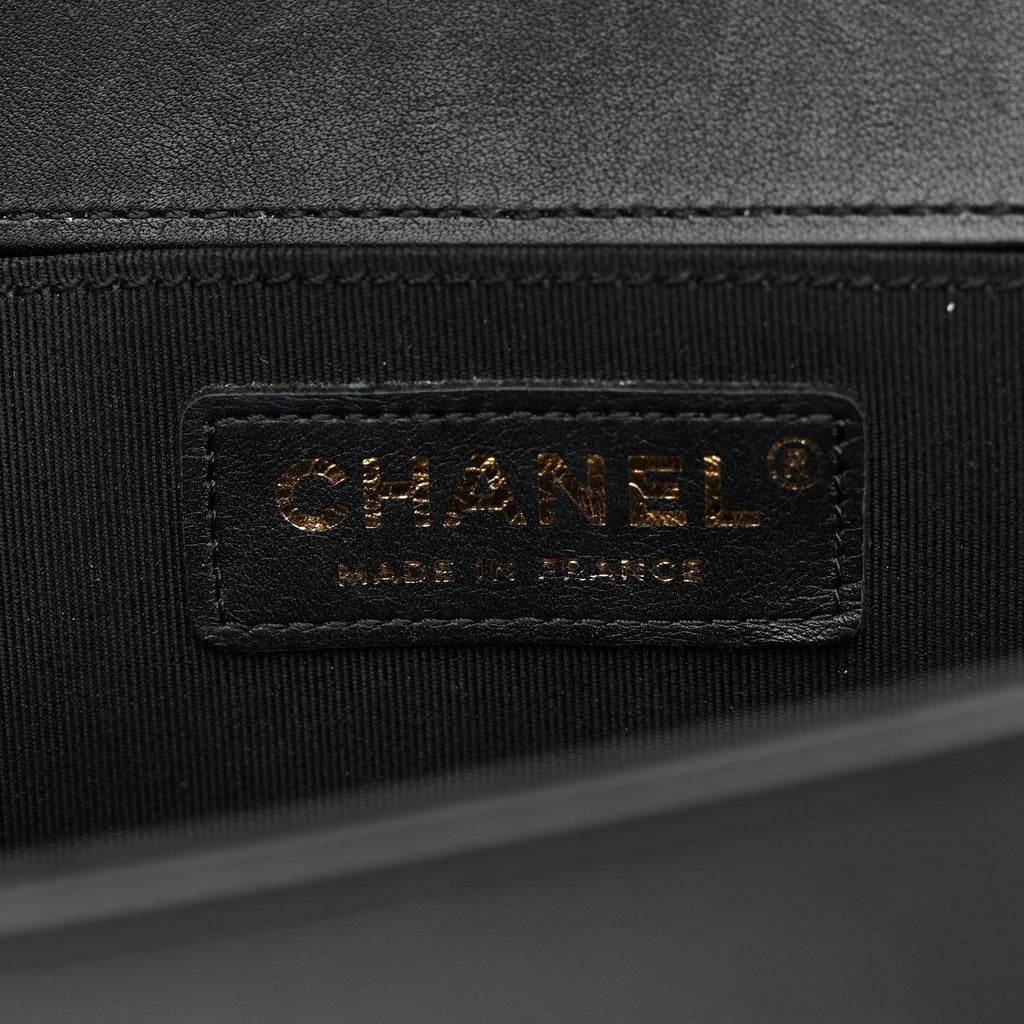 Chanel Metallic Crumpled Goatskin Small Boy Flap Black Gold
