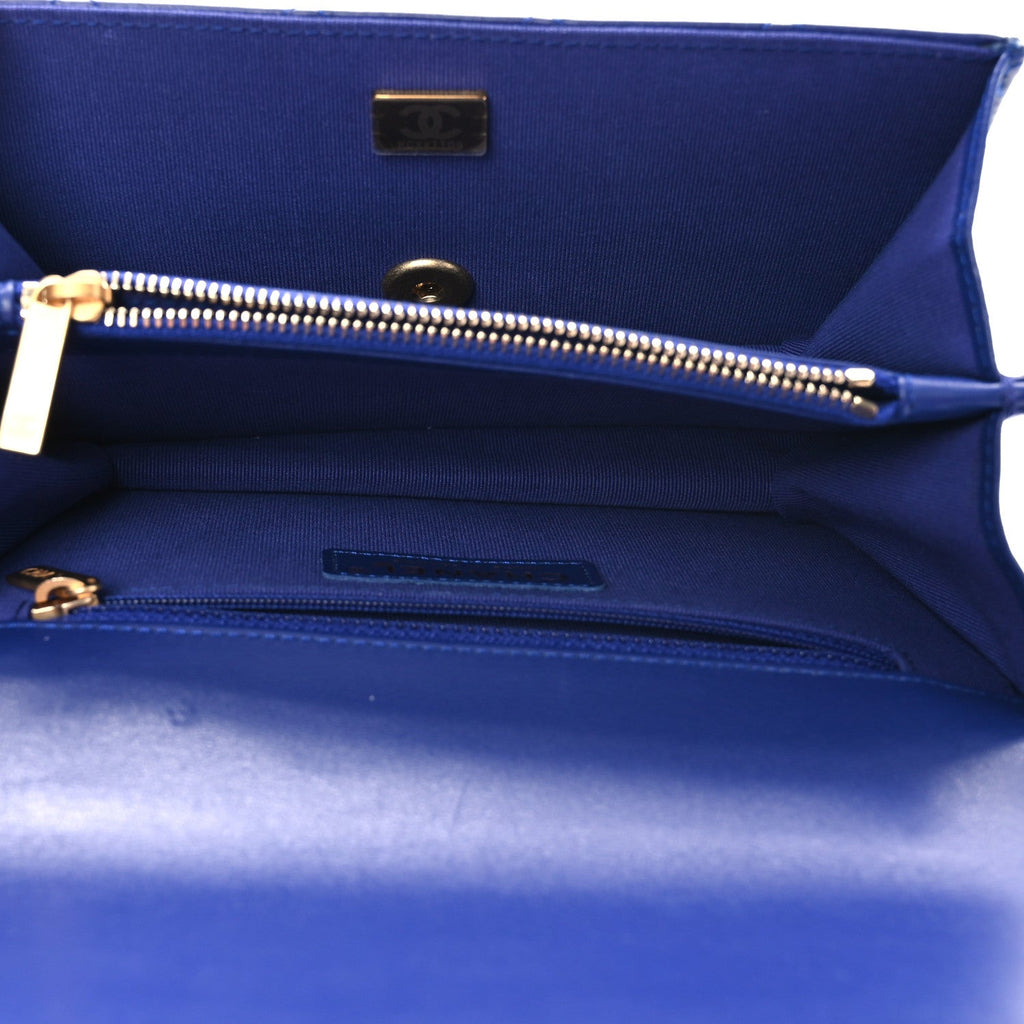 Chanel Calfskin Quilted Small Dual Handle Chain Flap Bag  Blue